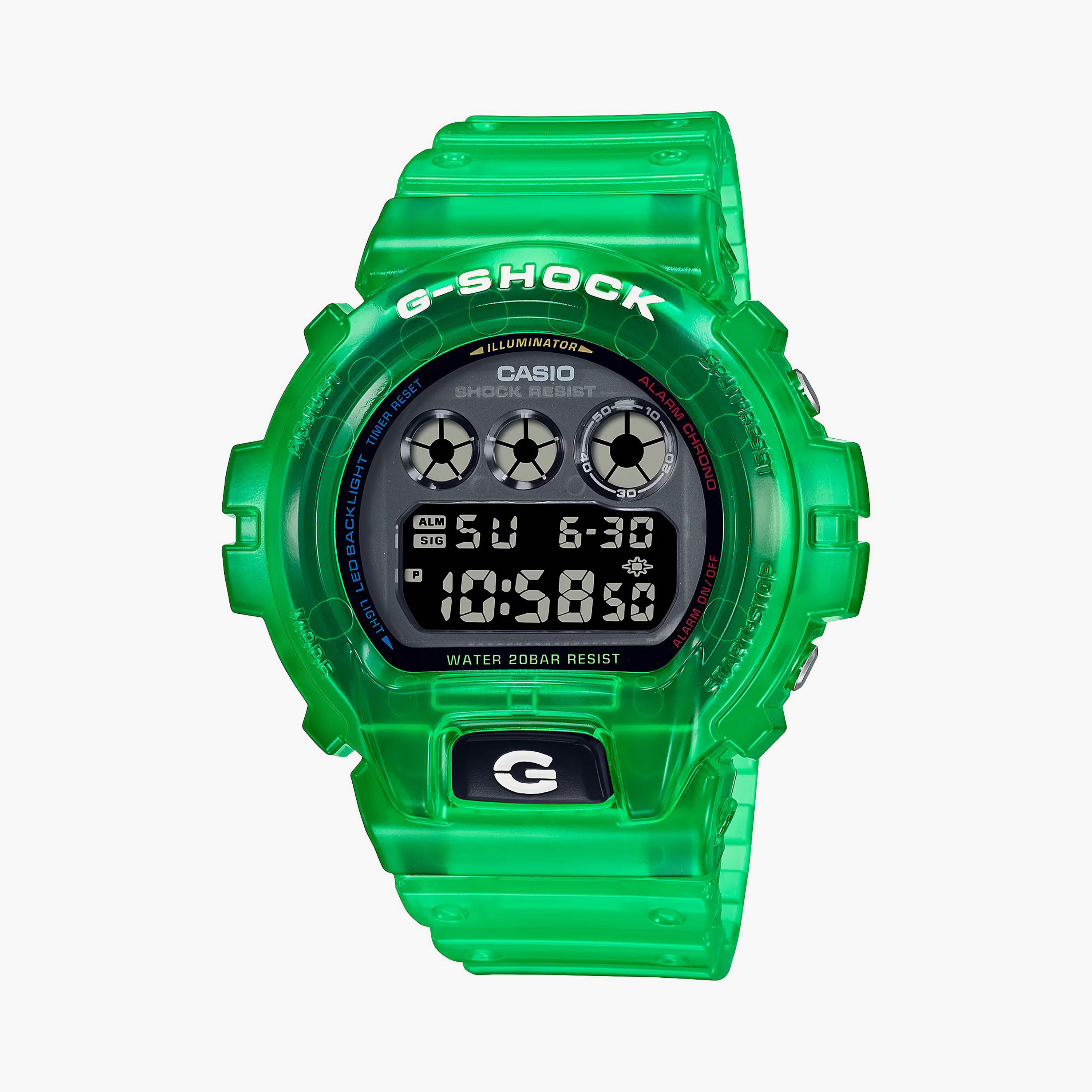 G-Shock Unisex Green Digital Silicone Strap Watch | DW-6900JT-3DR-men-watchesandjewellery-watches-image-1