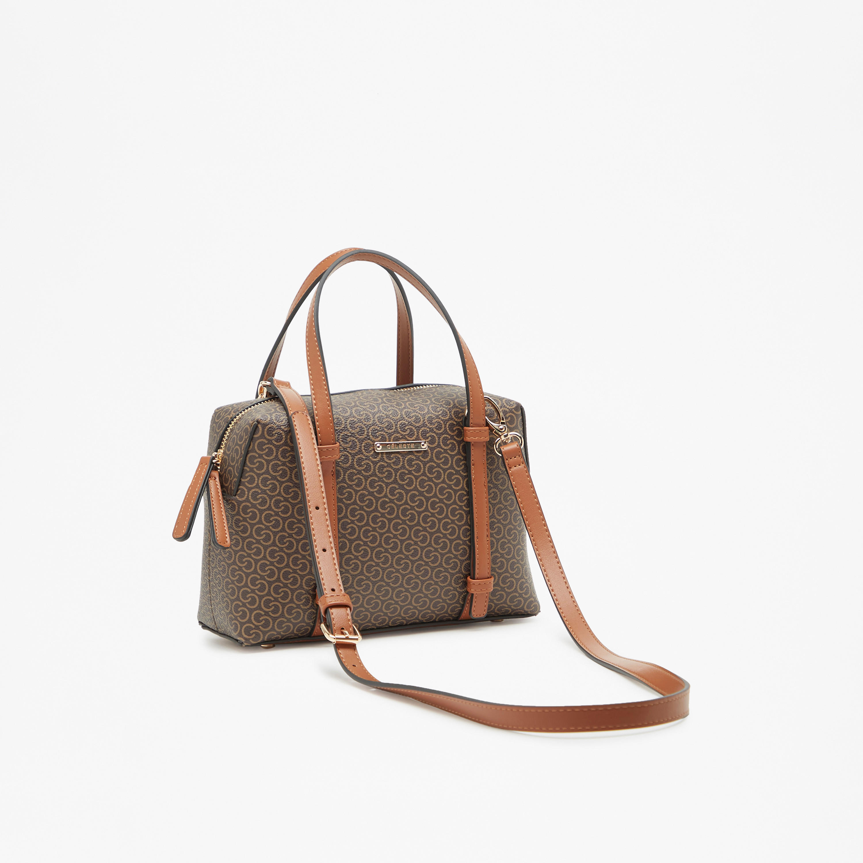 Celeste Monogram Print Tote Bag with Zip Closure and Top Handles-women-bagsandwallets-handbags-image-2