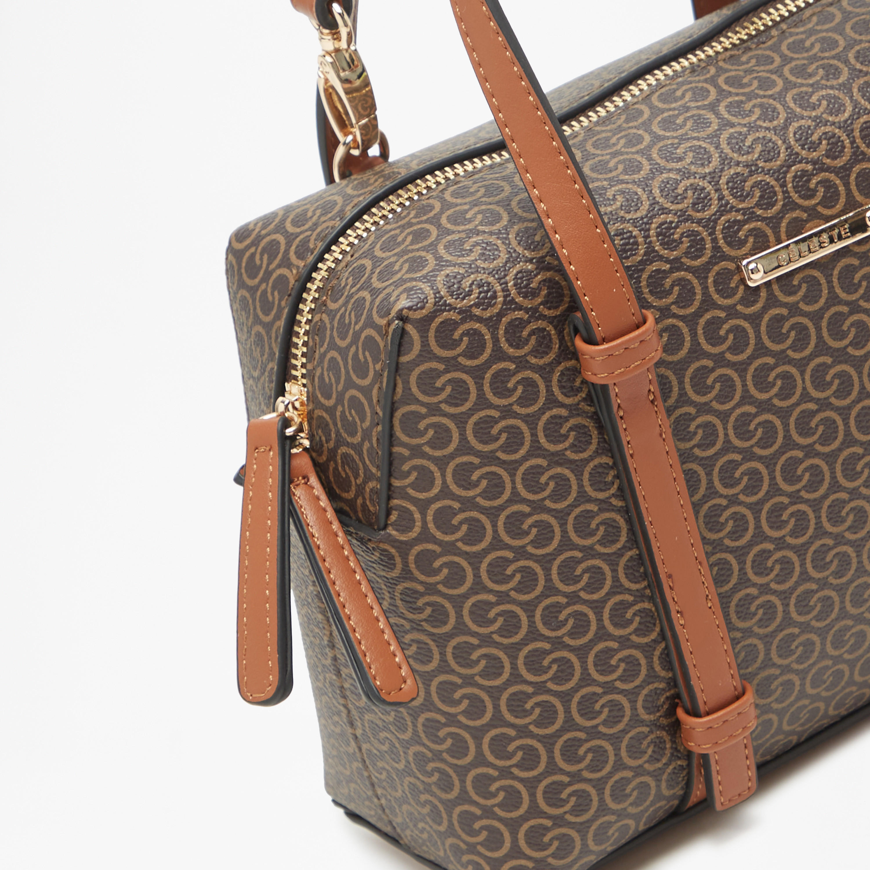 Celeste Monogram Print Tote Bag with Zip Closure and Top Handles-women-bagsandwallets-handbags-image-3