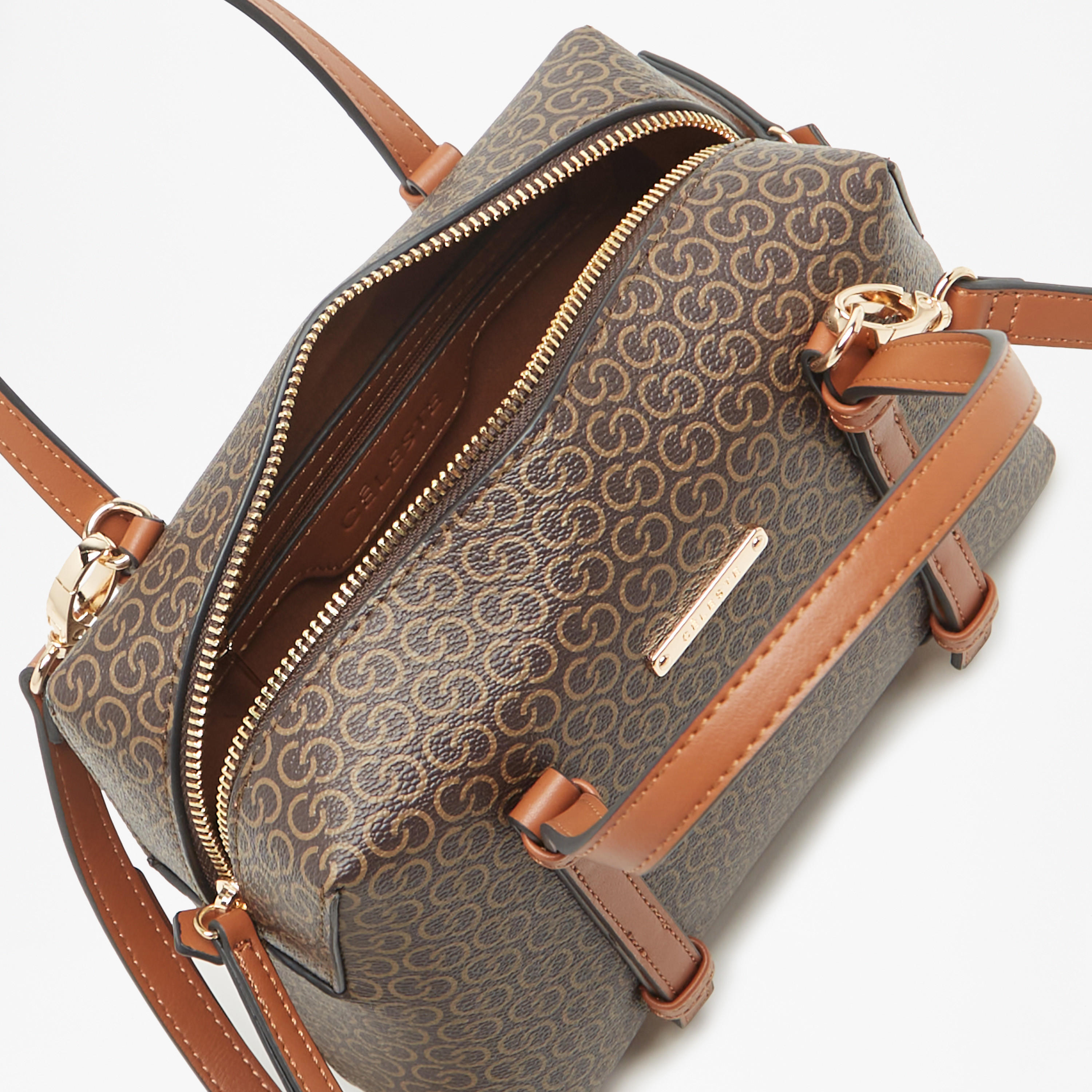 Celeste Monogram Print Tote Bag with Zip Closure and Top Handles-women-bagsandwallets-handbags-image-4