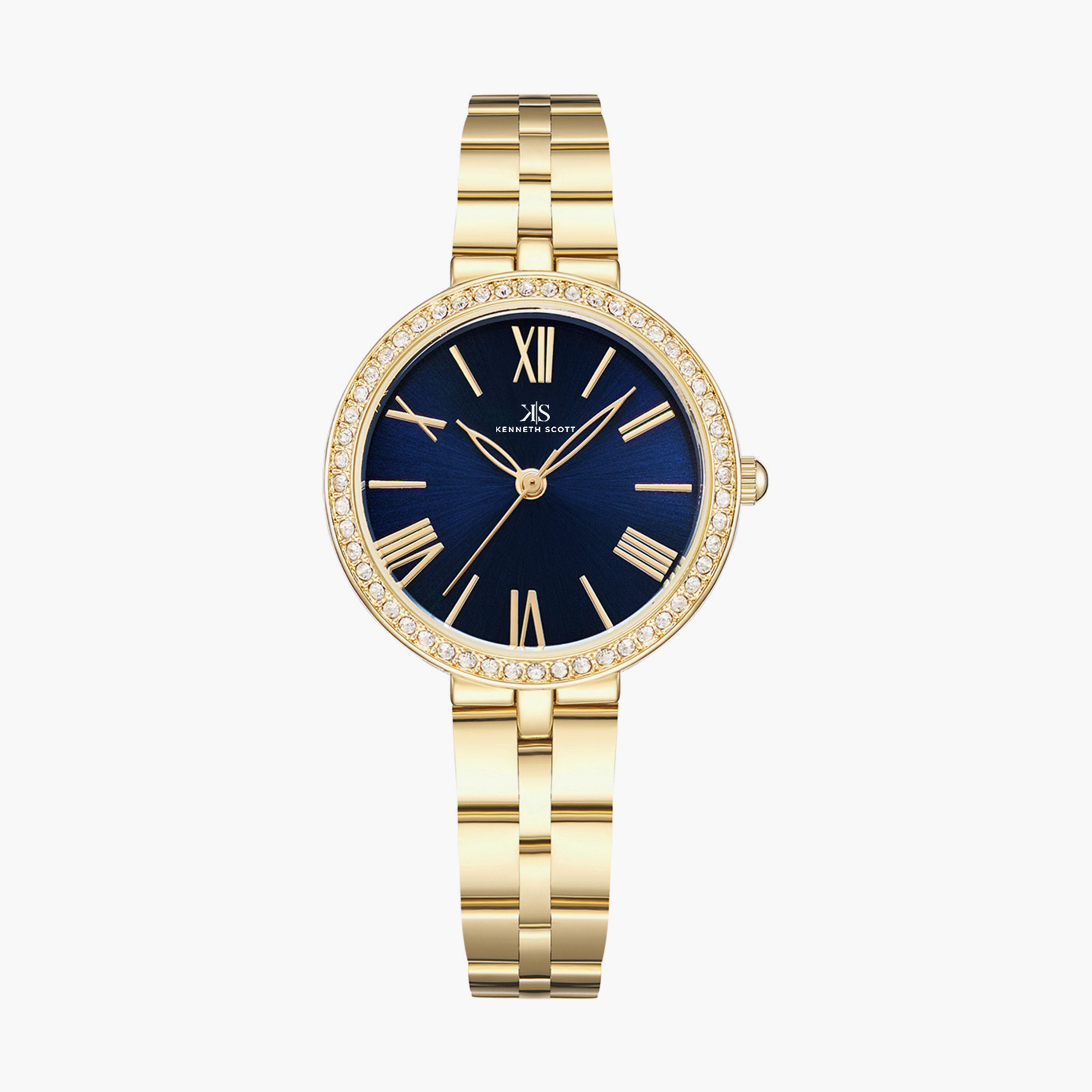 Kenneth Scott Gold Analog Stainless Steel Strap Watch | K23502-GBGN | 30 MM-women-watchesandjewellery-watches-image-1