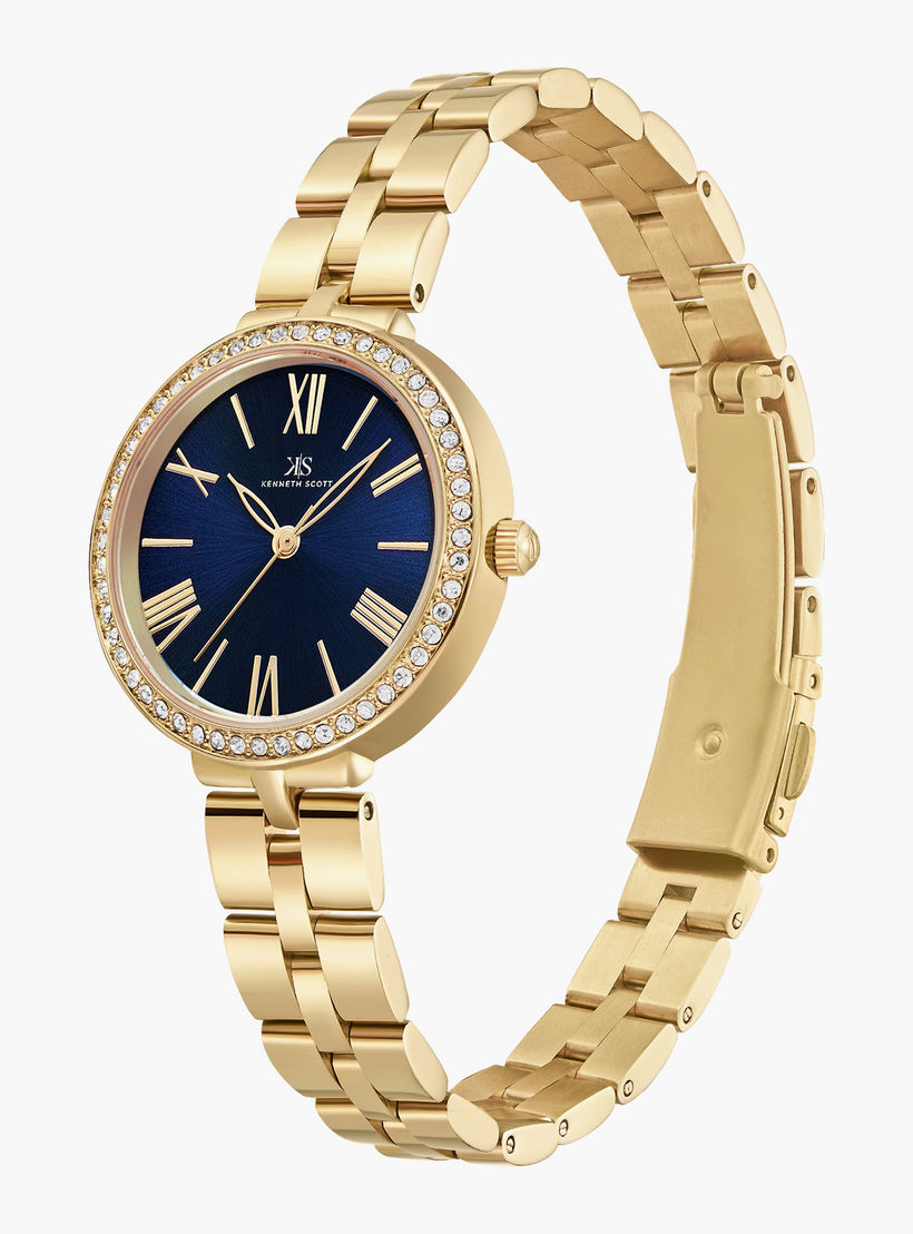 Kenneth Scott Gold Analog Stainless Steel Strap Watch | K23502-GBGN | 30 MM-women-watchesandjewellery-watches-image-2