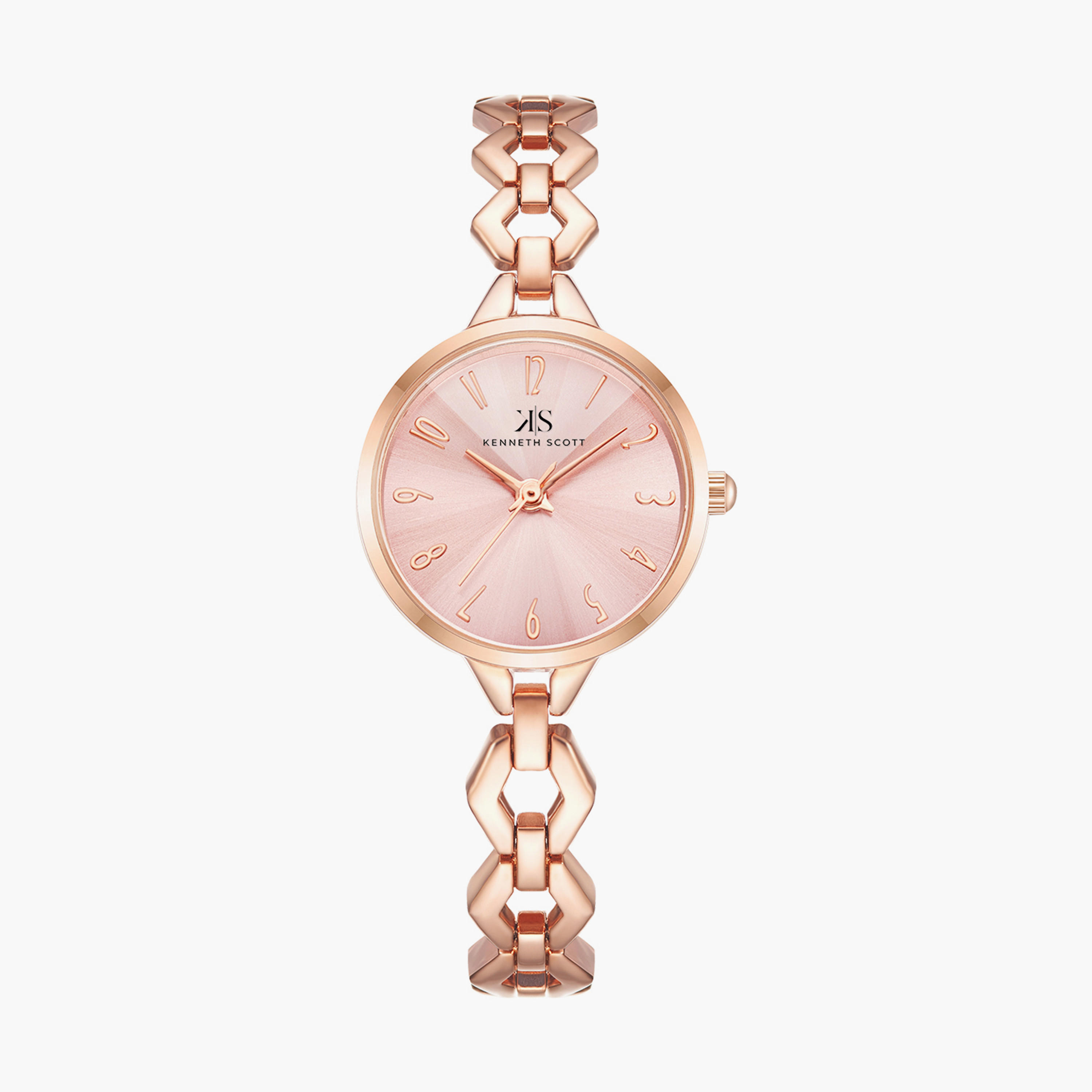 ساعة انالوج بسوار الستانلس ستيل بلون ذهبي وردي من كينيث سكوت | K23508-RBKP-women-watchesandjewellery-watches-image-1