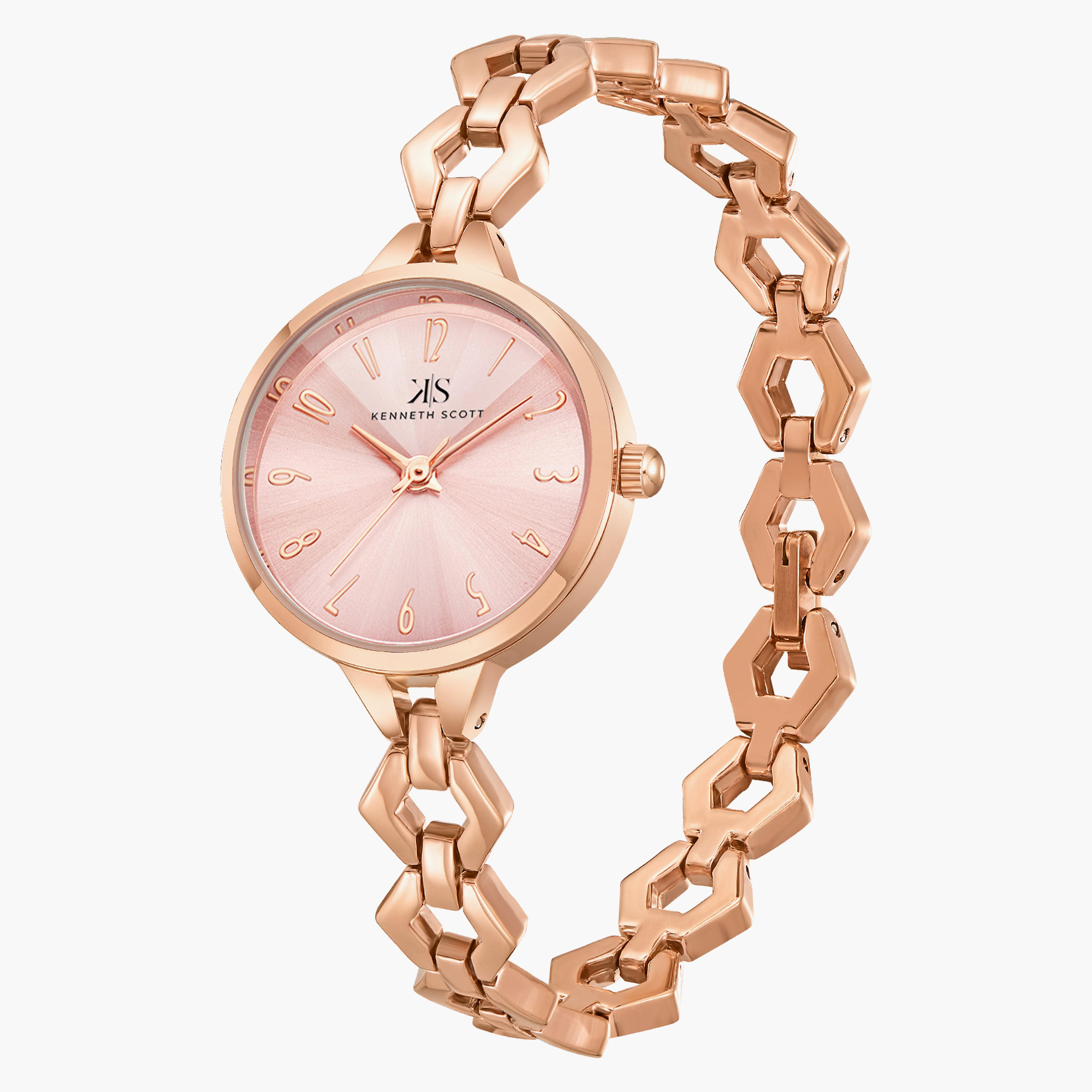 ساعة انالوج بسوار الستانلس ستيل بلون ذهبي وردي من كينيث سكوت | K23508-RBKP-women-watchesandjewellery-watches-image-2