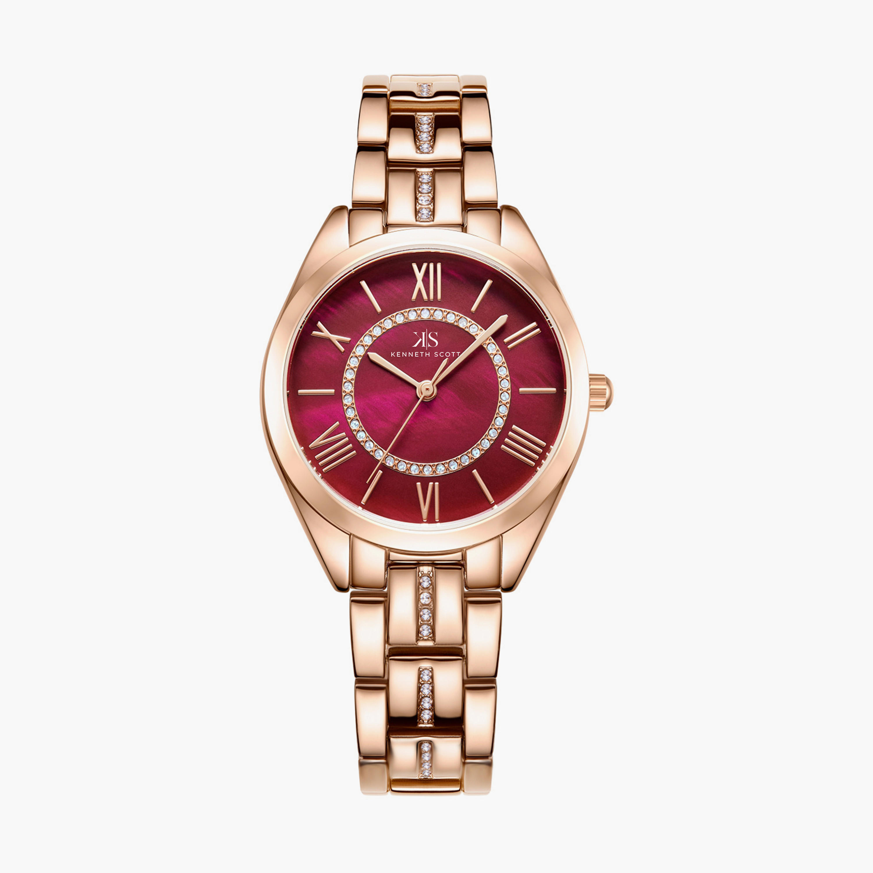 Kenneth Scott Rose Gold Analog Alloy Strap Watch | K23510-RBKR | 33 MM-women-watchesandjewellery-watches-image-1