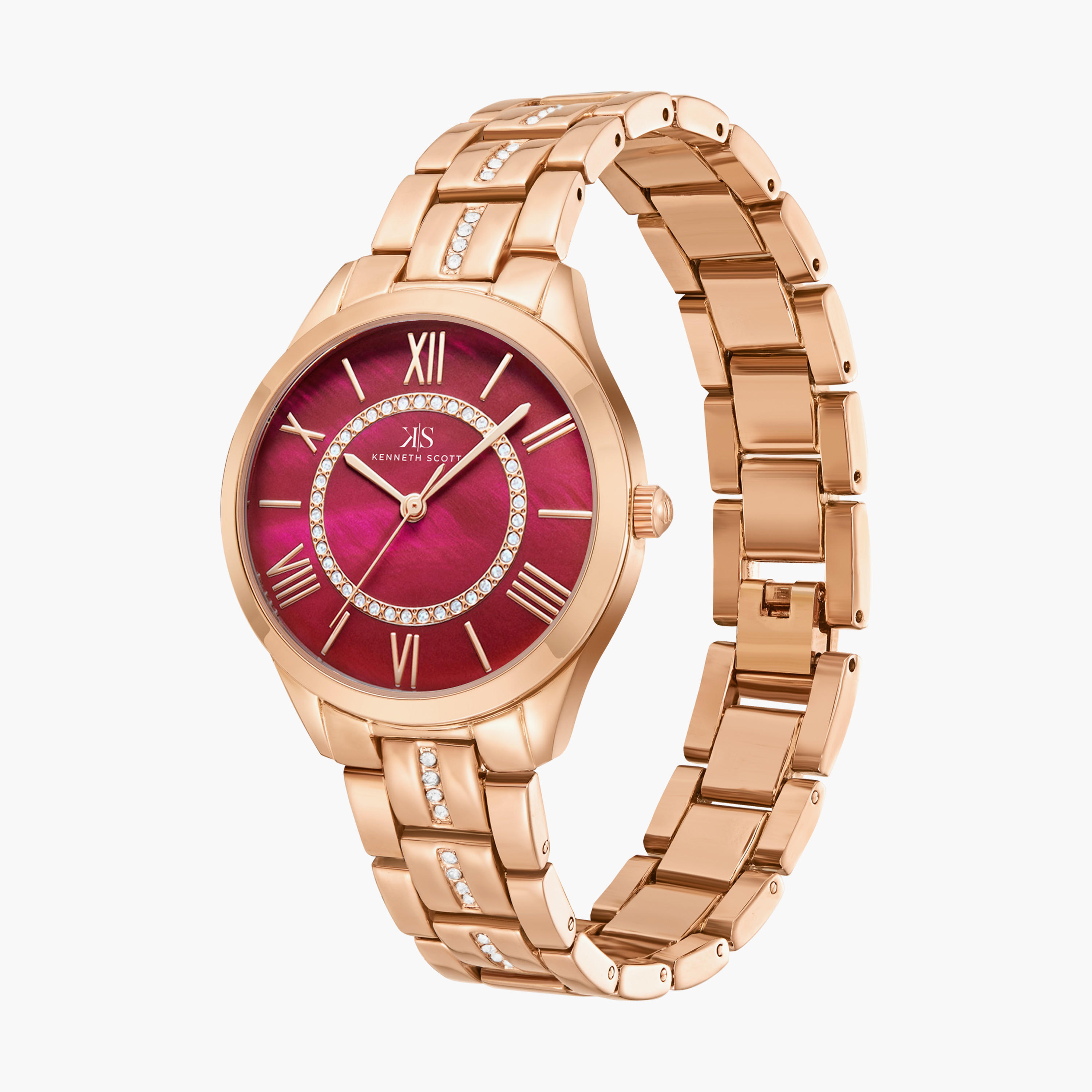 Kenneth Scott Rose Gold Analog Alloy Strap Watch | K23510-RBKR | 33 MM-women-watchesandjewellery-watches-image-2