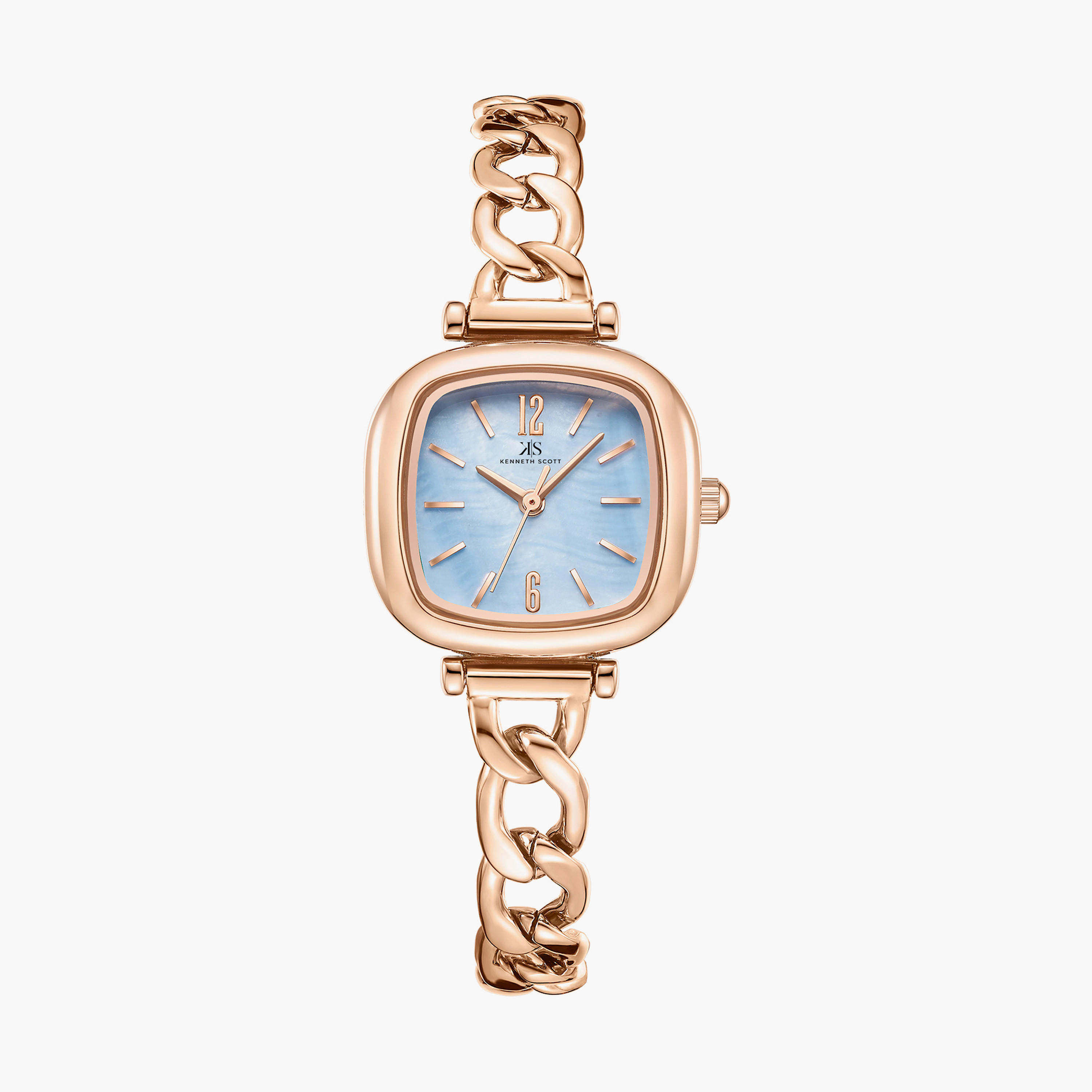 ساعة انالوج بسوار الستانلس ستيل بلون ذهبي وردي من كينيث سكوت | K23513-RBKL-women-watchesandjewellery-watches-image-1