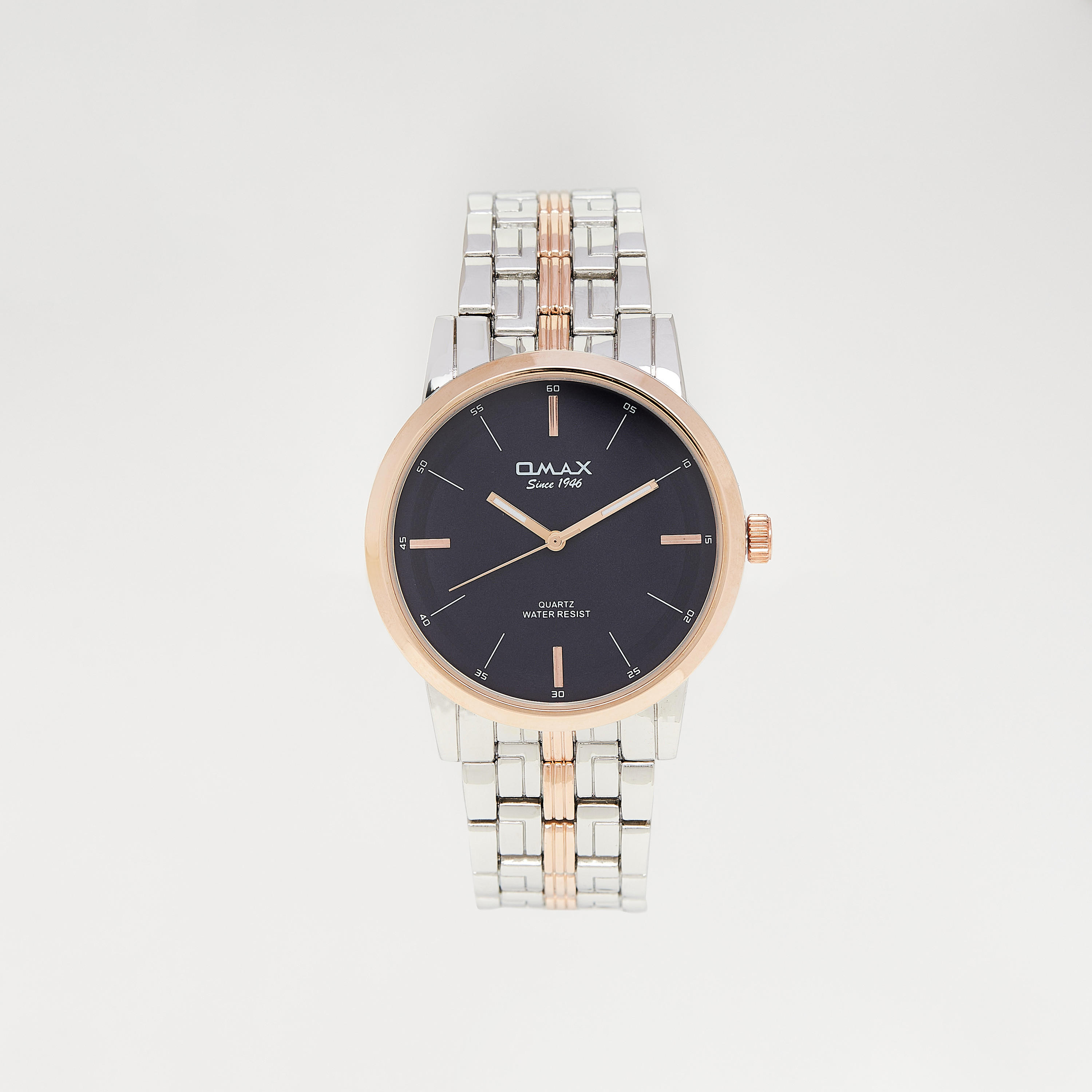 ساعة يد تناظرية فضية وذهبية بسوار ستانلس ستيل للرجال من أوماكس - 00HSC049N004-men-watchesandjewellery-watches-image-1