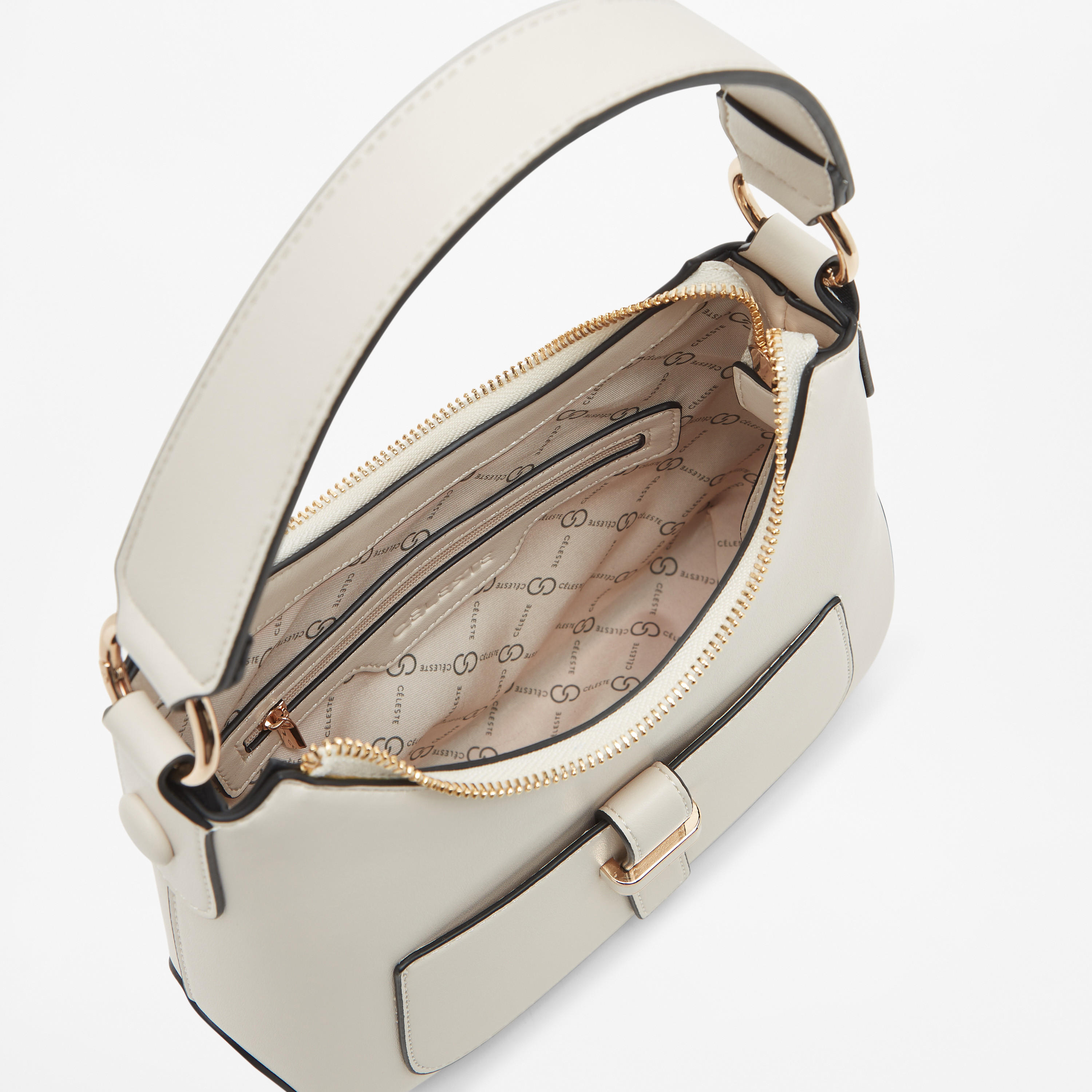 شنطة كروس بودي بارزة الملمس بحزام قابل للفصل وطية إغلاق من سيليست-women-bagsandwallets-handbags-image-4