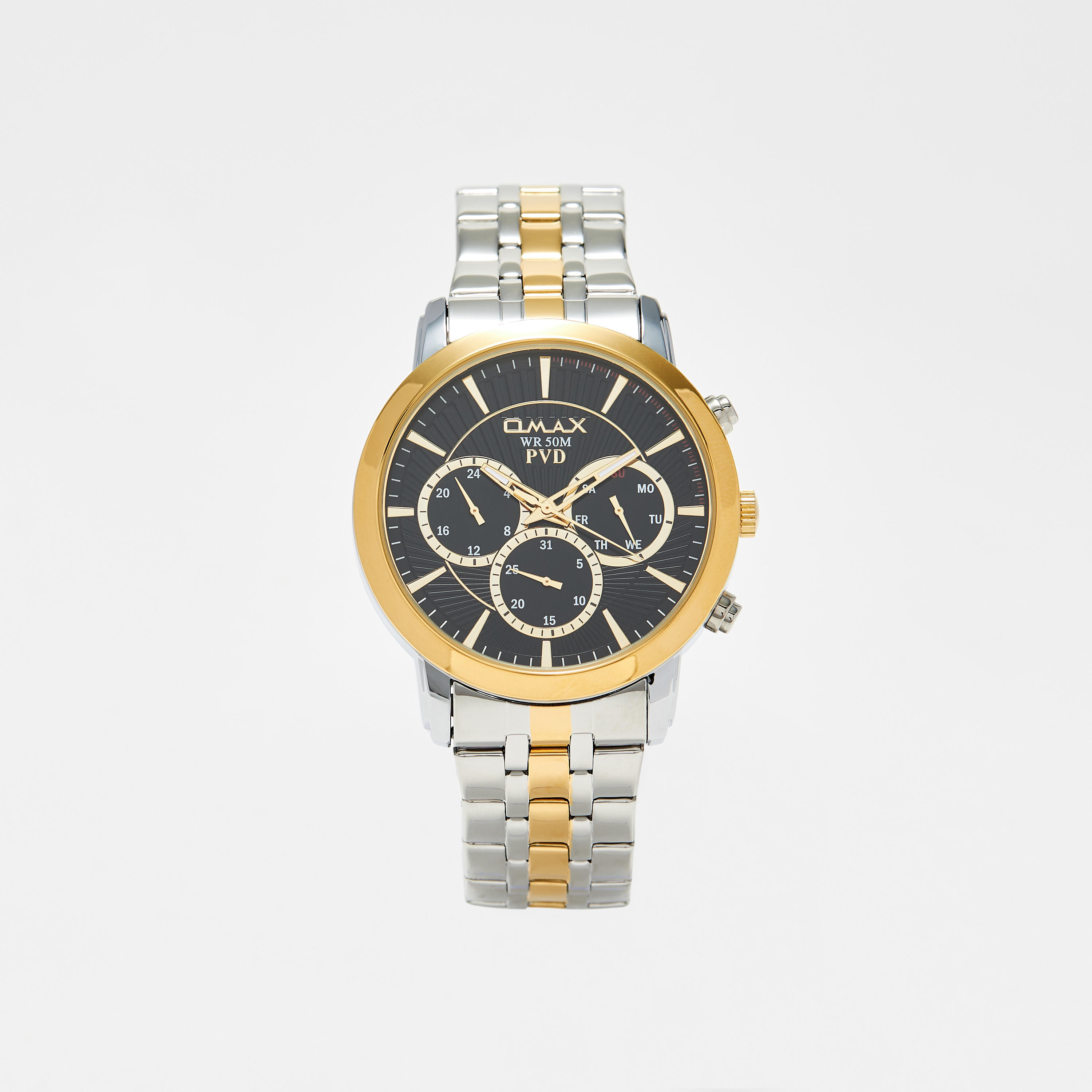 Omax Men's Silver & Gold Stainless Steel Strap Analog Wristwatch - 00FHM005N002 | 44 MM-men-watchesandjewellery-watches-image-1