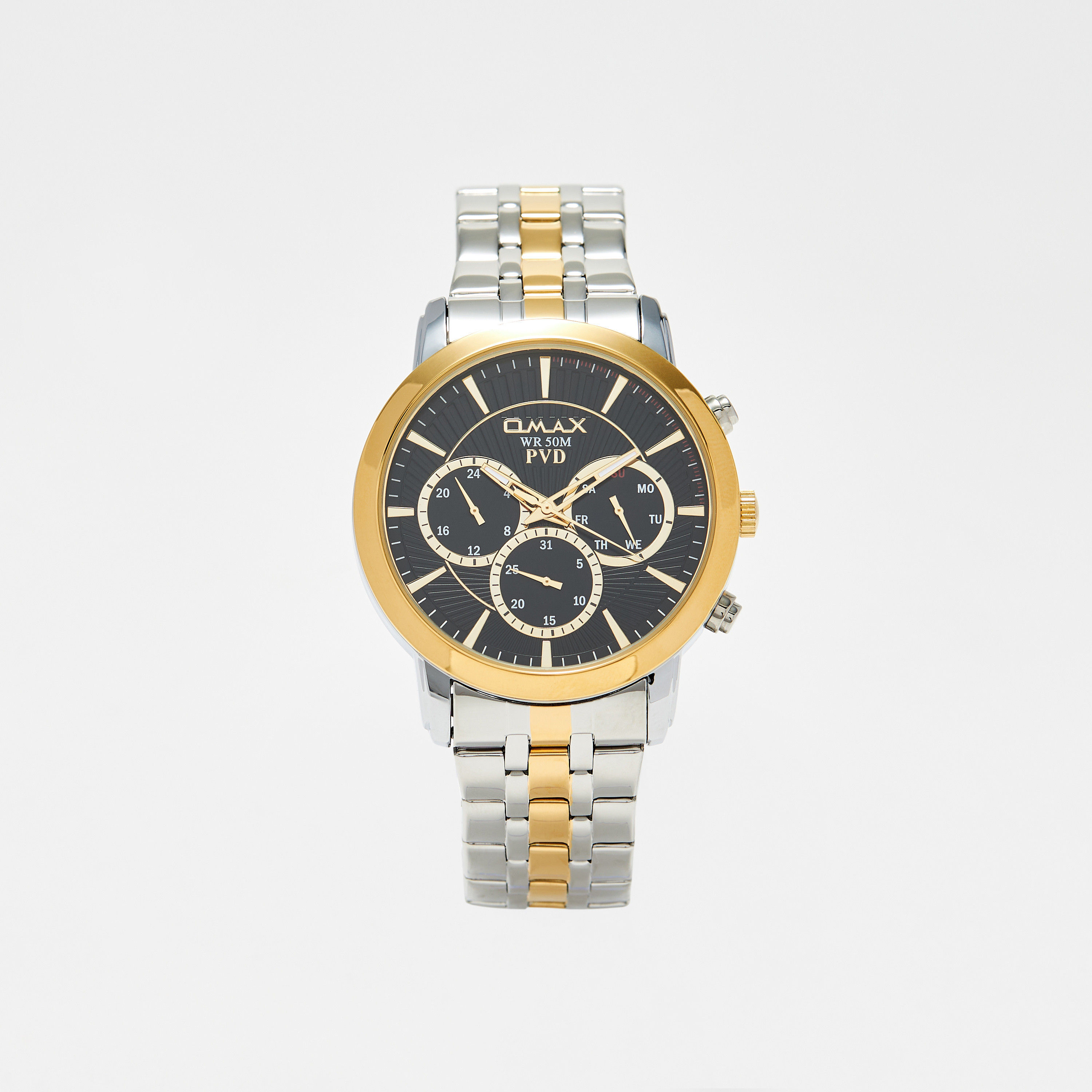 Omax Men's Silver & Gold Stainless Steel Strap Analog Wristwatch - 00FHM005N002 | 44 MM-men-watchesandjewellery-watches-image-1