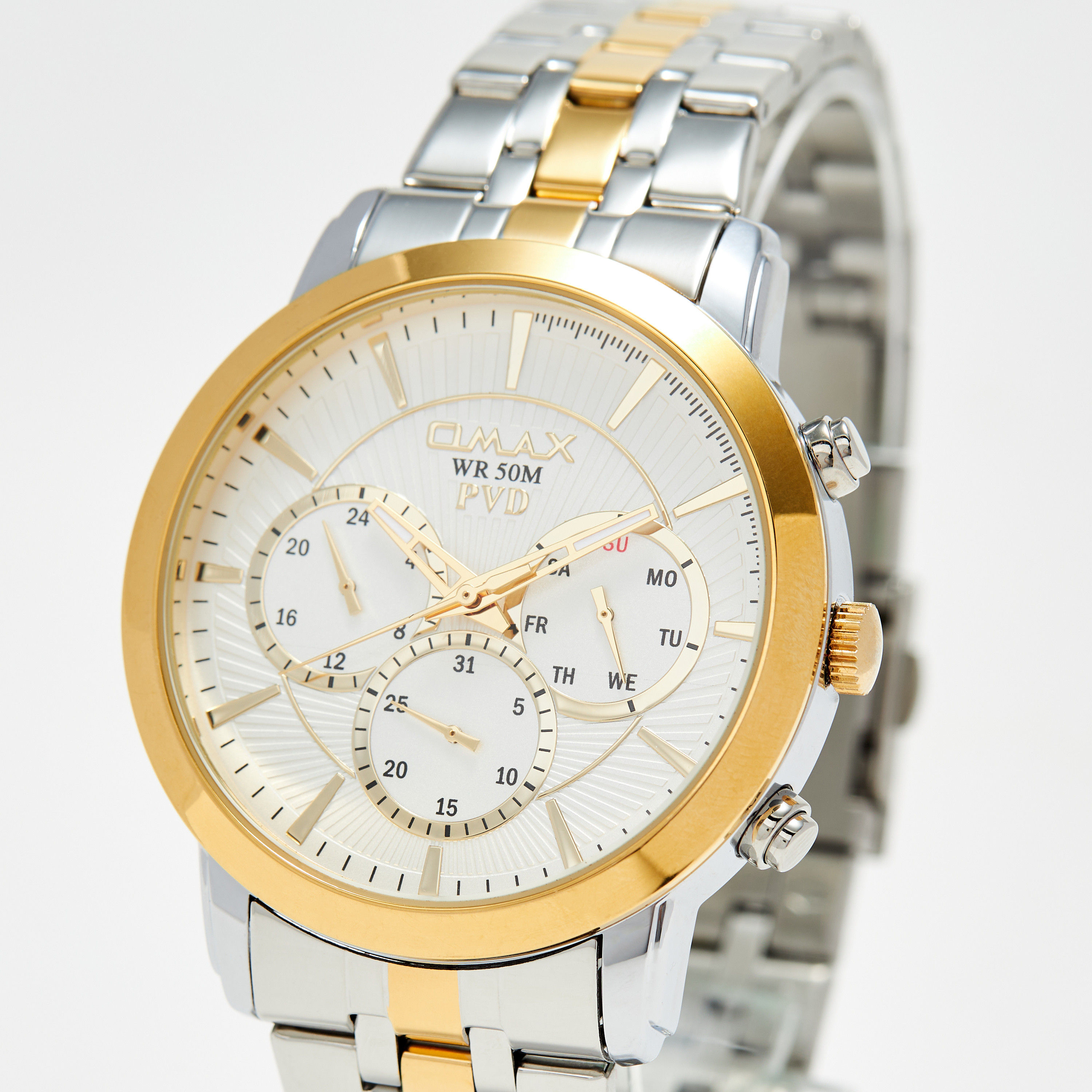 Omax Men's Silver & Gold Stainless Steel Strap Analog Wristwatch - 00FHM005N002 | 44 MM-men-watchesandjewellery-watches-image-8