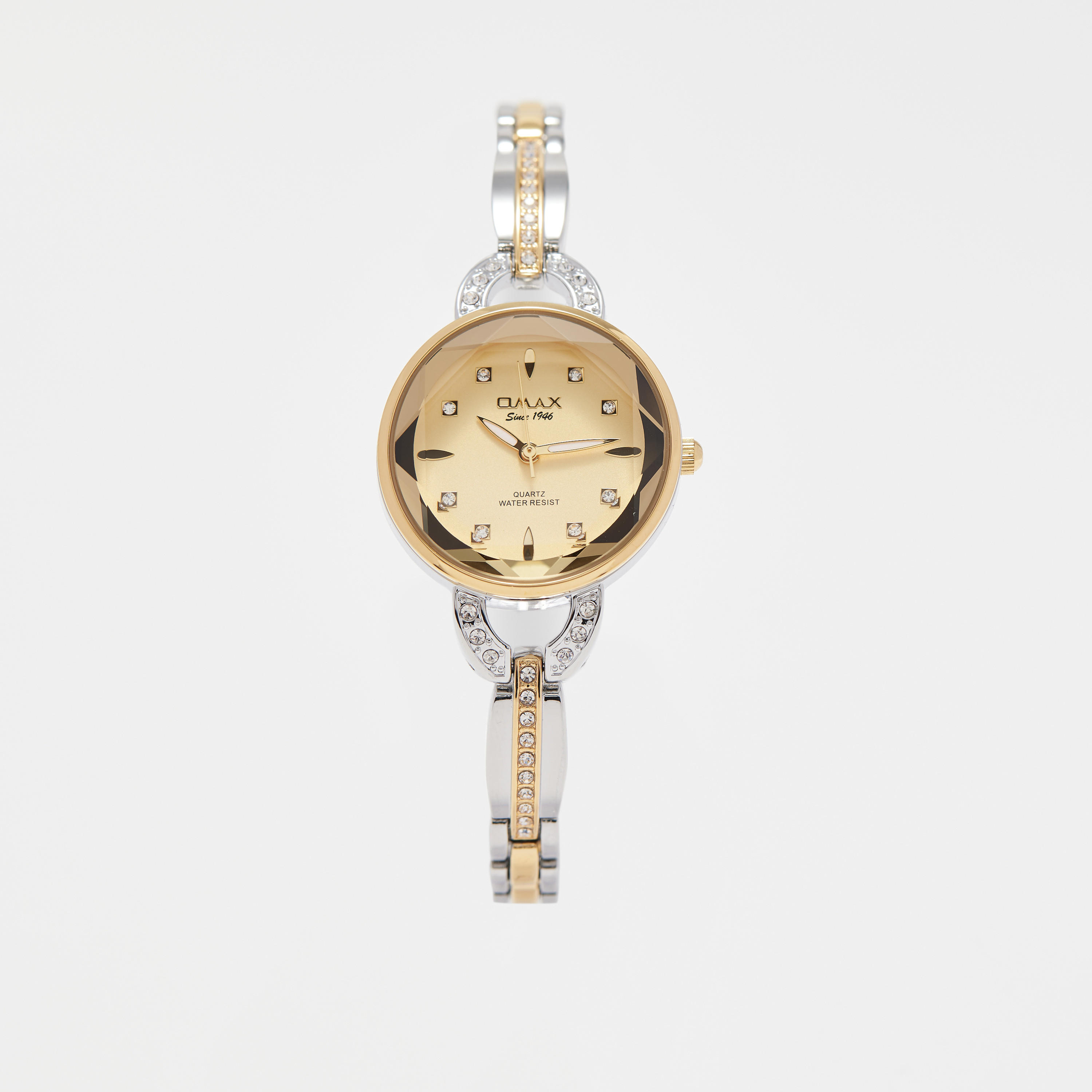 ساعة يد تناظرية فضية وذهبية بسوار ستانلس ستيل للنساء من أوماكس - 00JEC018N001-women-watchesandjewellery-watches-image-1