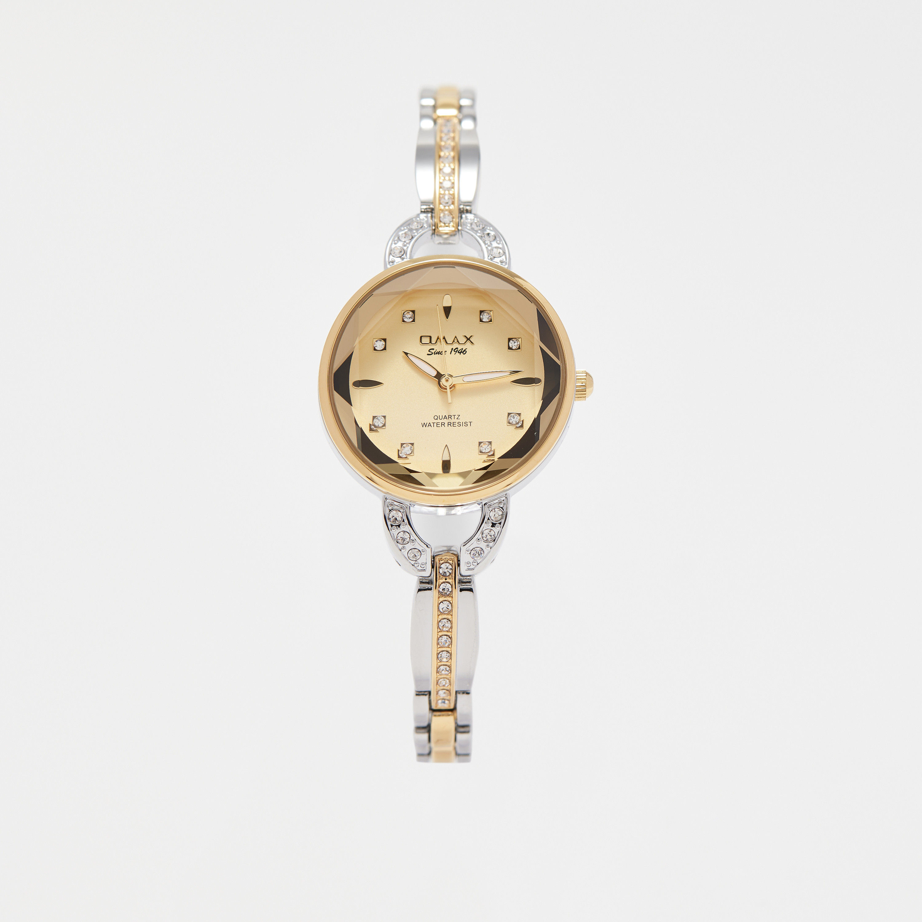 ساعة يد تناظرية فضية وذهبية بسوار ستانلس ستيل للنساء من أوماكس - 00JEC018N001-women-watchesandjewellery-watches-image-1