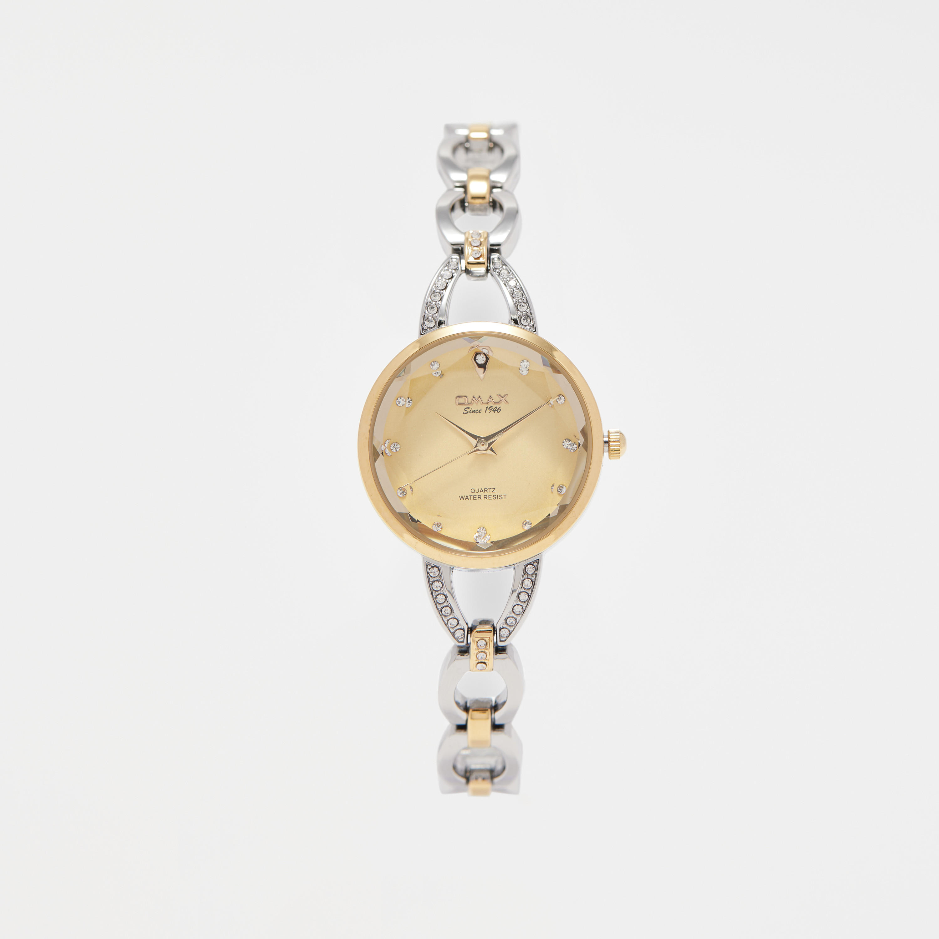 Omax Women's Silver & Gold Stainless Steel Strap Analog Wristwatch - 00JEC054N001 | 28 MM-women-watchesandjewellery-watches-image-1