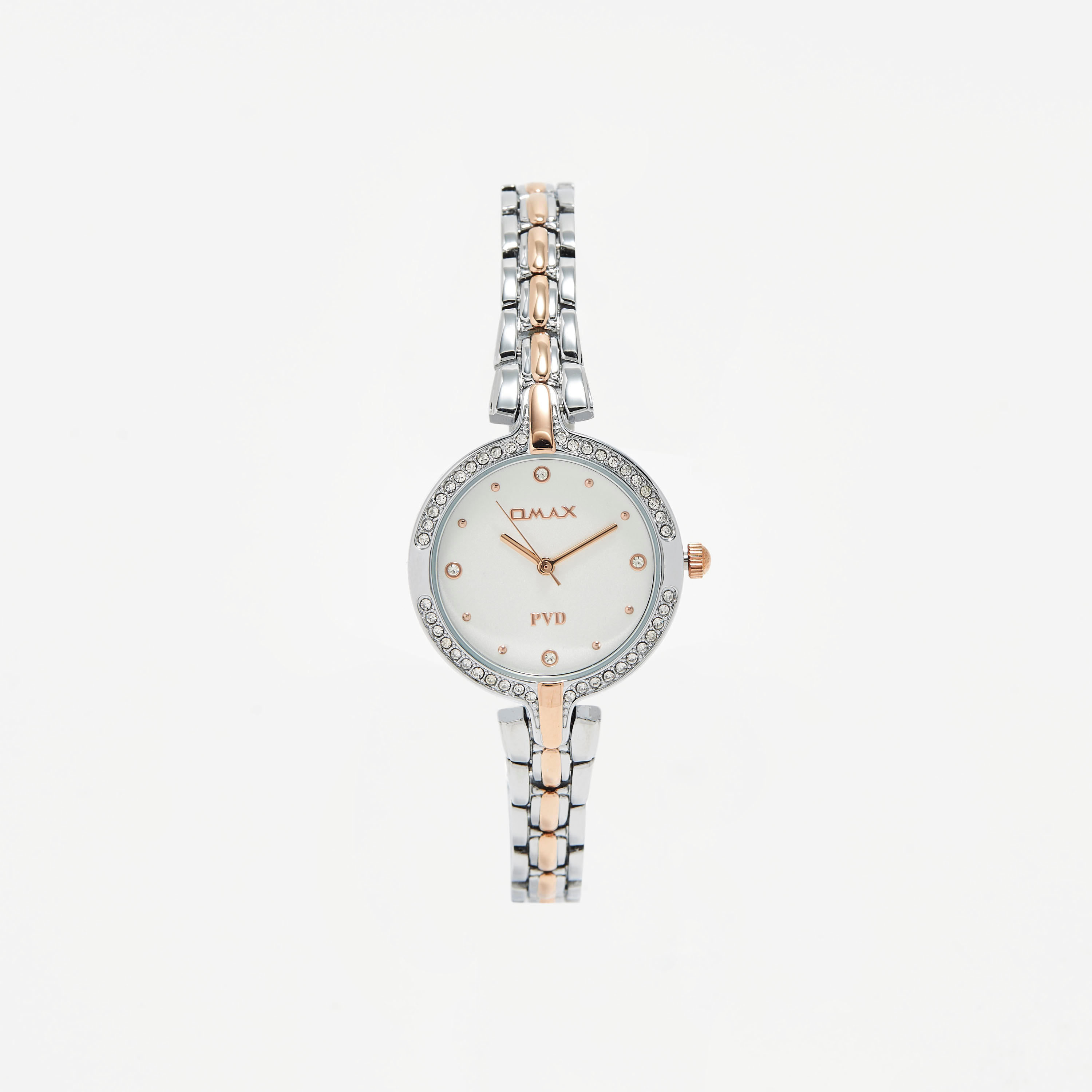 Omax Women's Silver & Gold Stainless Steel Strap Analog Wristwatch - 00JEX004N018 | 30 MM-women-watchesandjewellery-watches-image-1