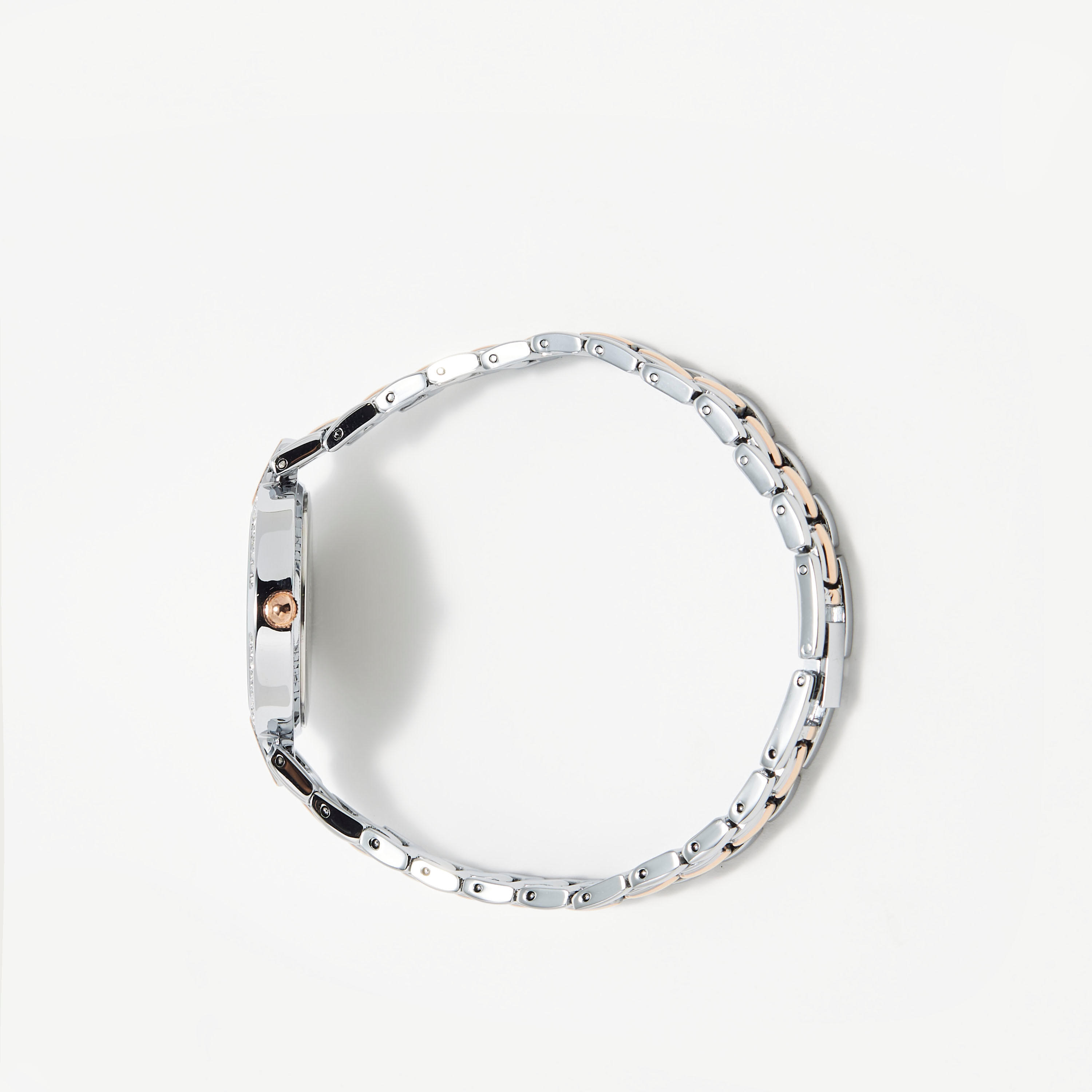Omax Women's Silver & Gold Stainless Steel Strap Analog Wristwatch - 00JEX004N018 | 30 MM-women-watchesandjewellery-watches-image-2