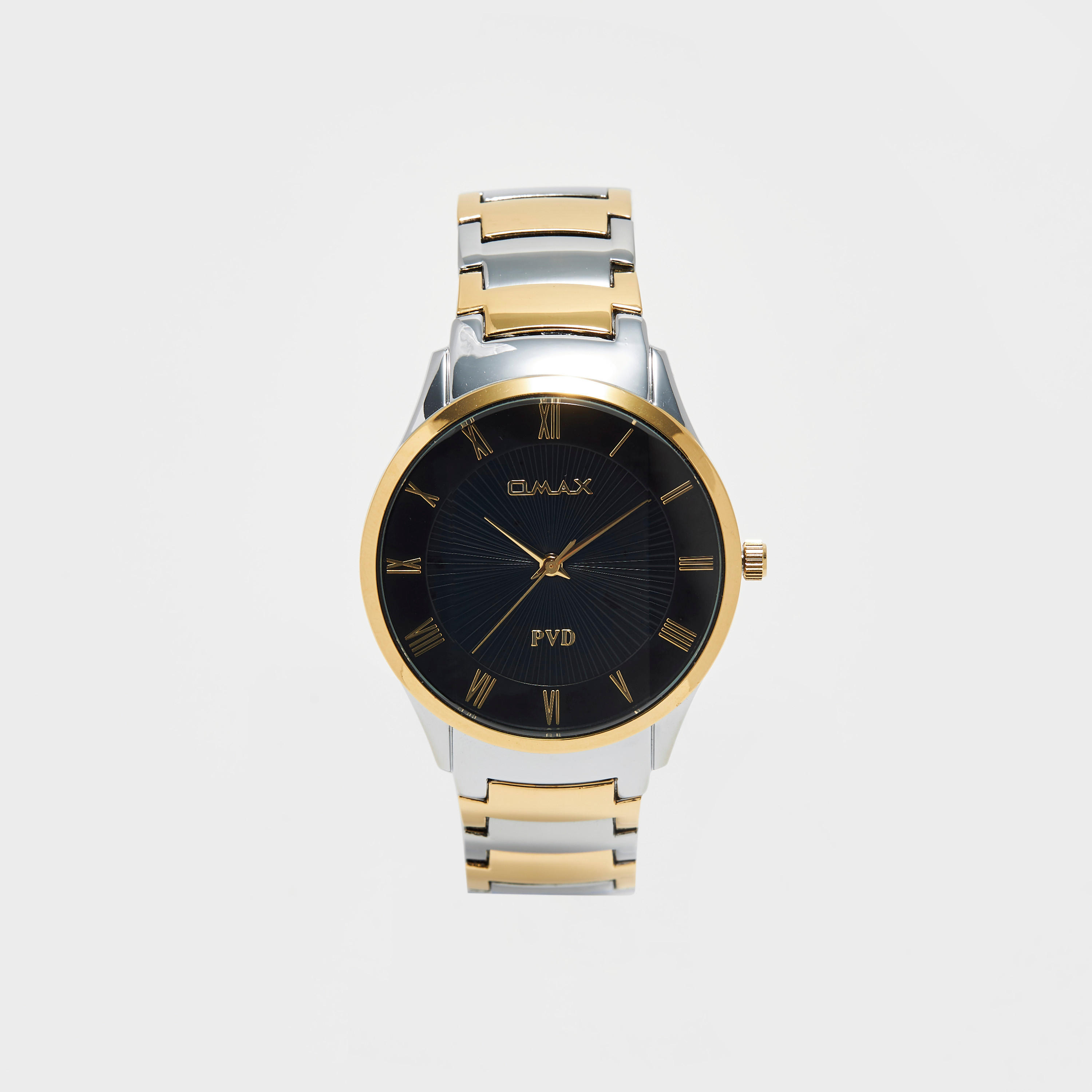 ساعة يد تناظرية فضية وذهبية بسوار ستانلس ستيل للرجال من أوماكس - 00NSC001N002-men-watchesandjewellery-watches-image-1