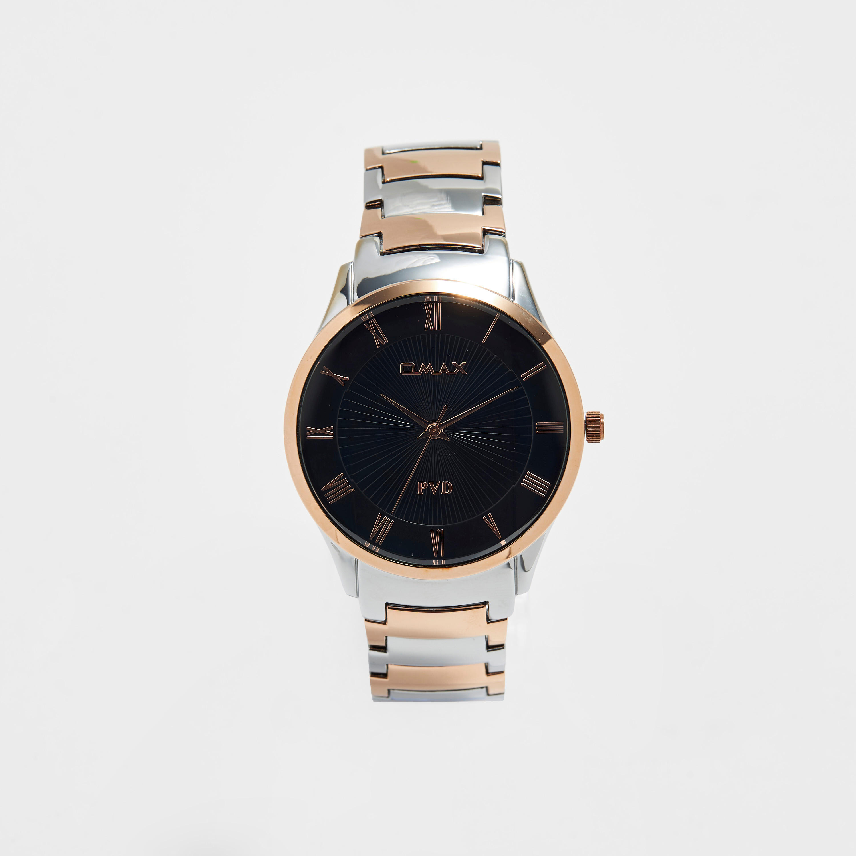 ساعة يد تناظرية فضية وذهبية بسوار ستانلس ستيل للرجال من أوماكس - 00NSC001N012-men-watchesandjewellery-watches-image-1