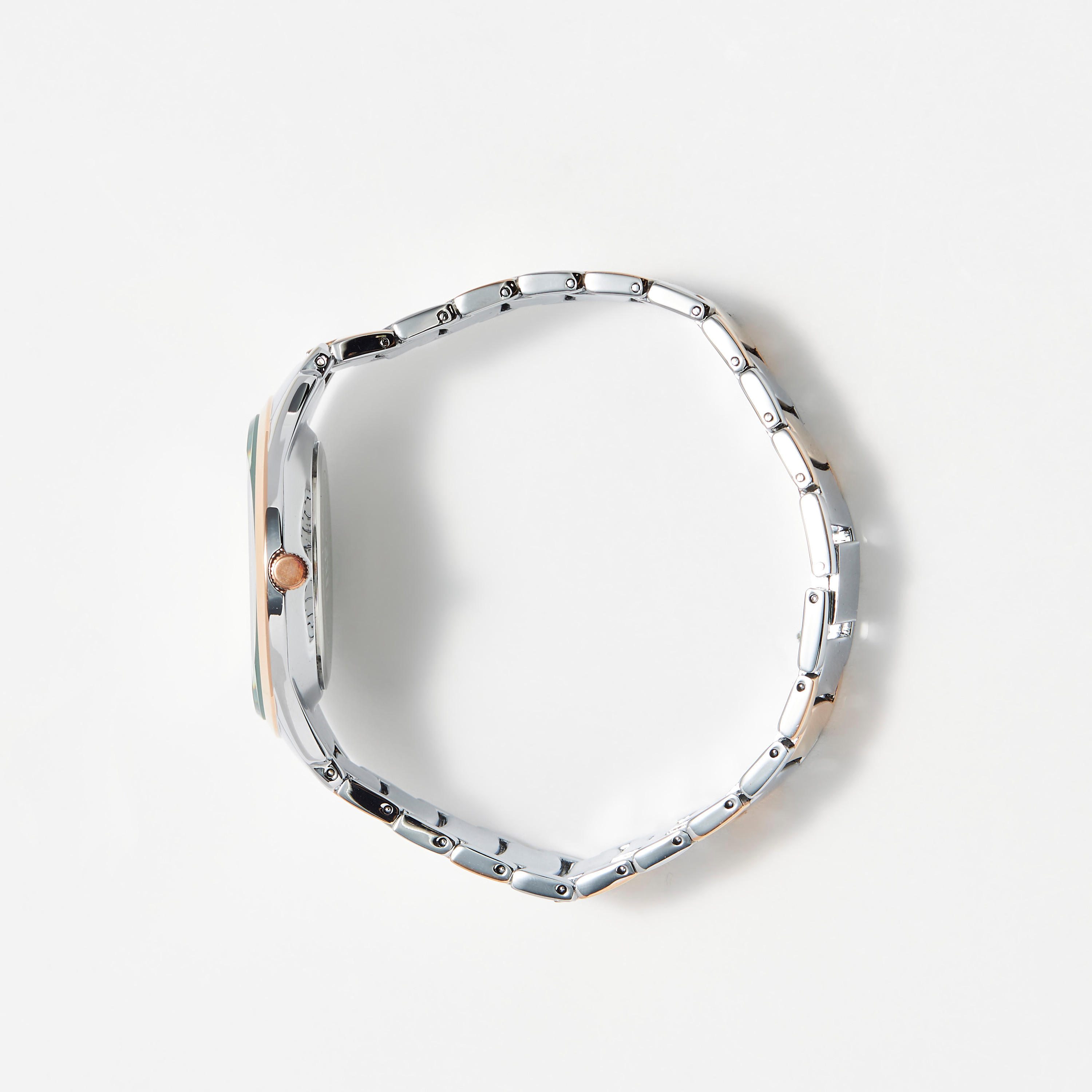 ساعة يد تناظرية فضية وذهبية بسوار ستانلس ستيل للرجال من أوماكس - 00NSC001N012-men-watchesandjewellery-watches-image-2