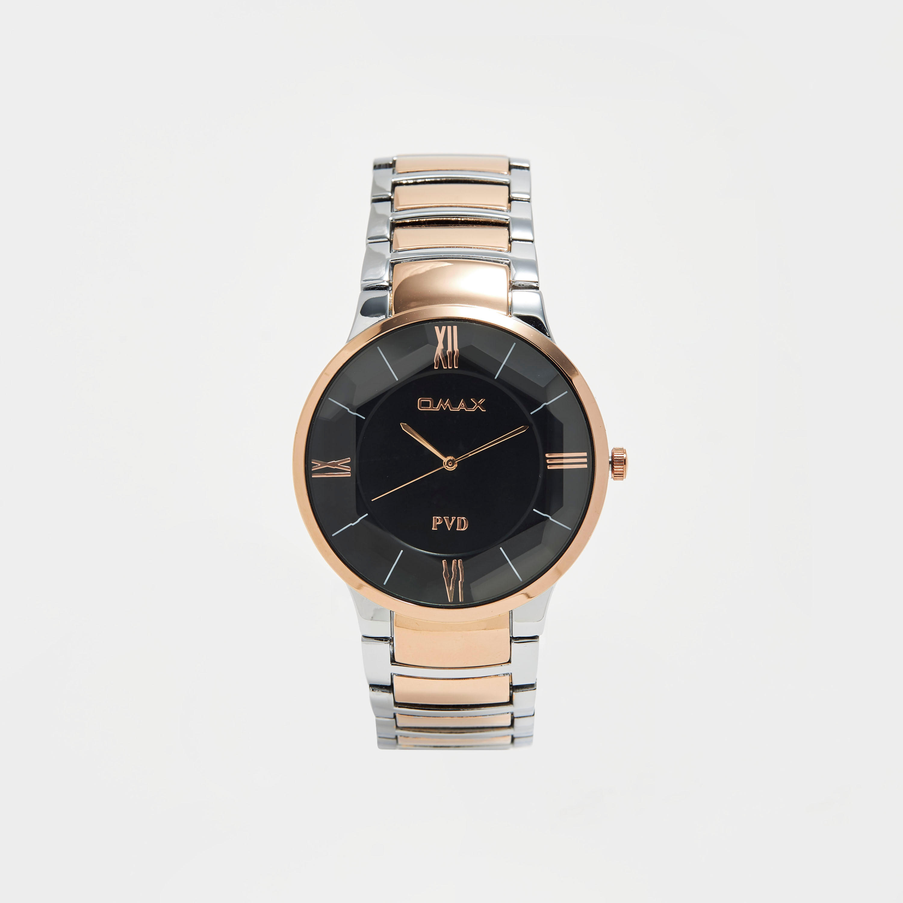 ساعة يد تناظرية فضية وذهبية بسوار ستانلس ستيل للرجال من أوماكس - 00NSC005N012-men-watchesandjewellery-watches-image-1