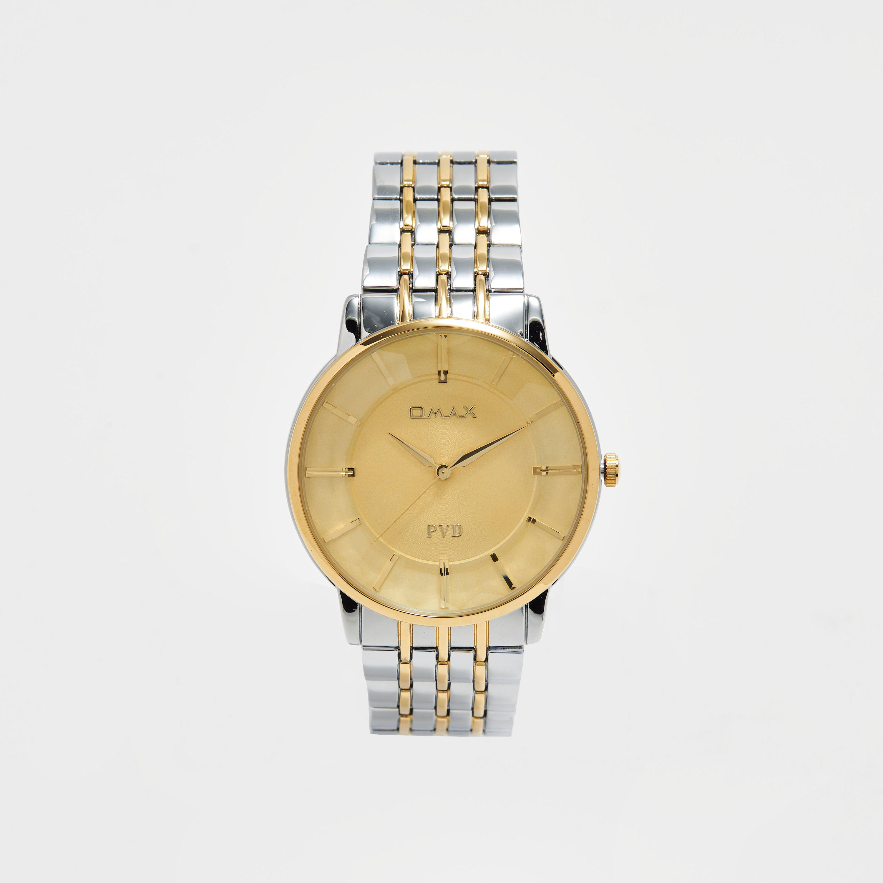 Omax Men's Silver & Gold Stainless Steel Strap Analog Wristwatch - 00NSC007N001-men-watchesandjewellery-watches-image-1