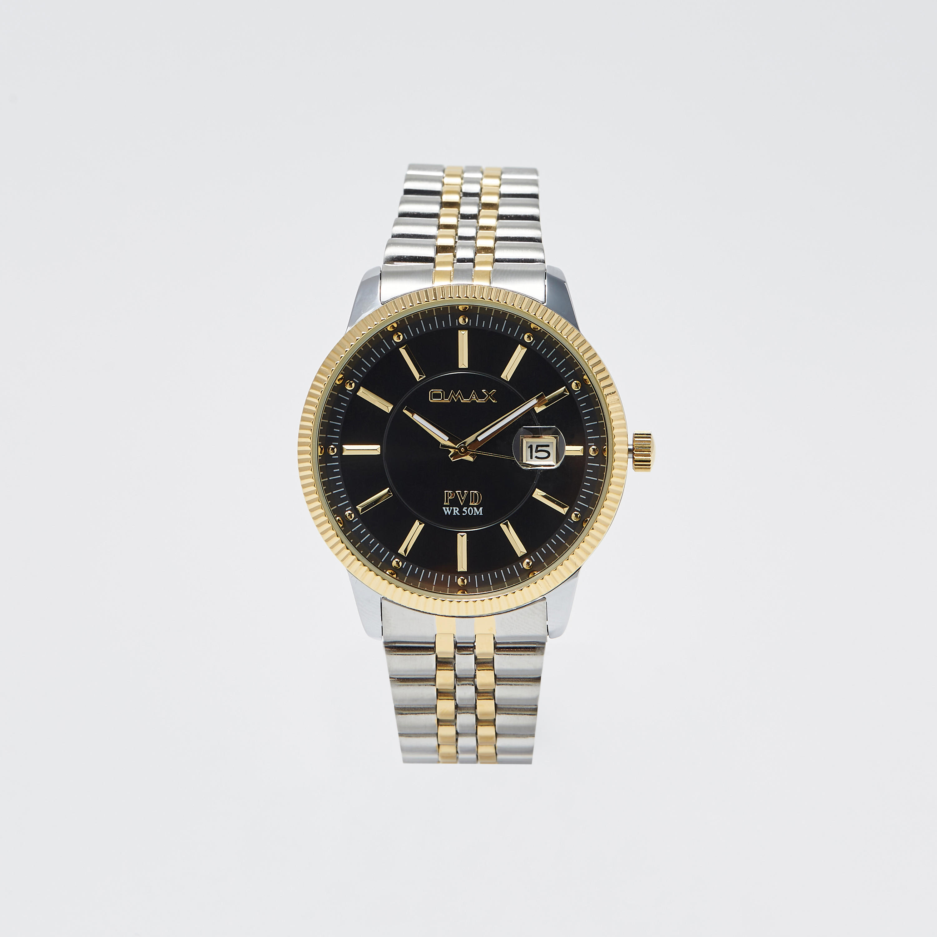 ساعة يد تناظرية فضية وذهبية بسوار ستانلس ستيل للرجال من أوماكس - 00OFD001N002-men-watchesandjewellery-watches-image-1