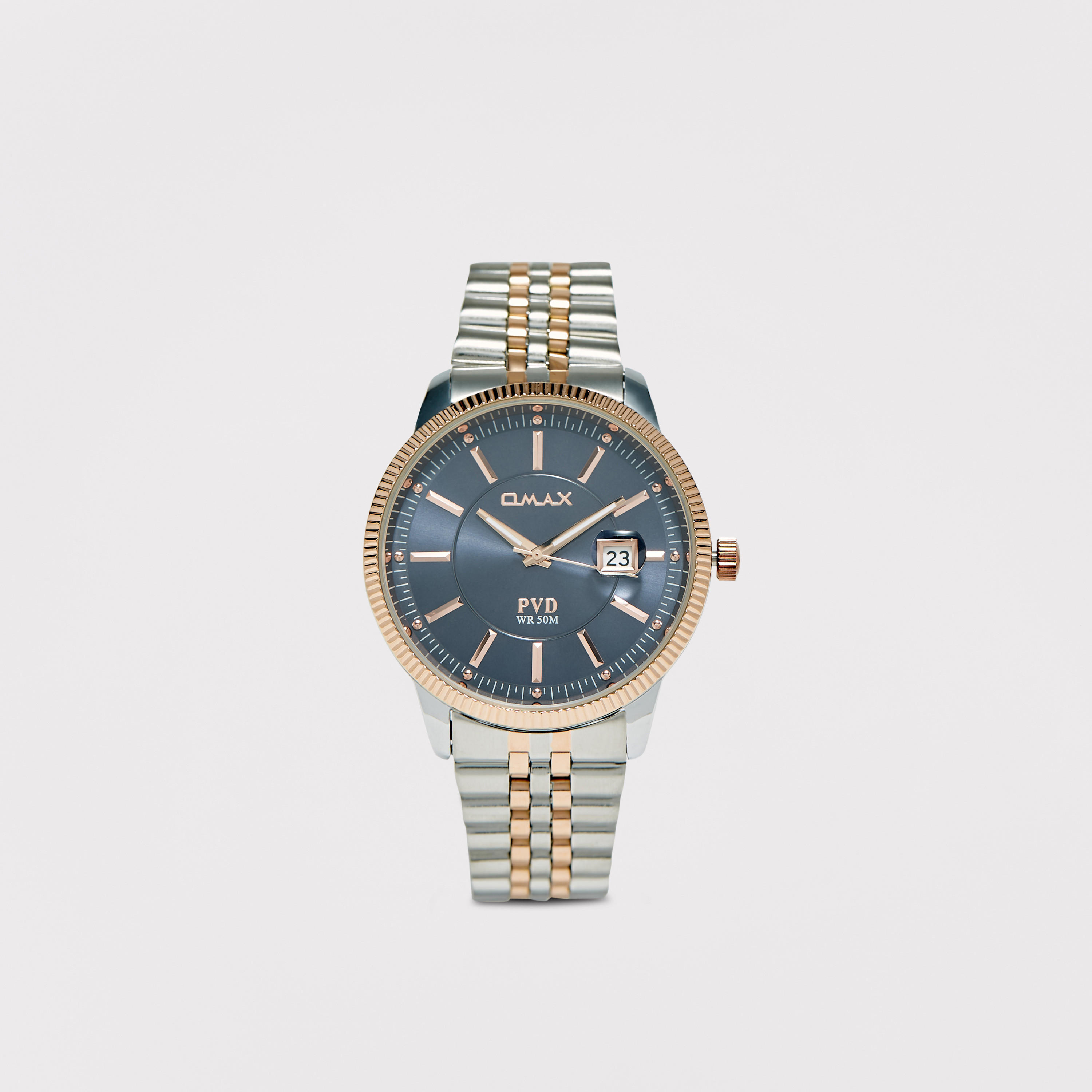 Omax Men's Silver & Gold Stainless Steel Strap Analog Wristwatch - 00OFD001N004-men-watchesandjewellery-watches-image-1