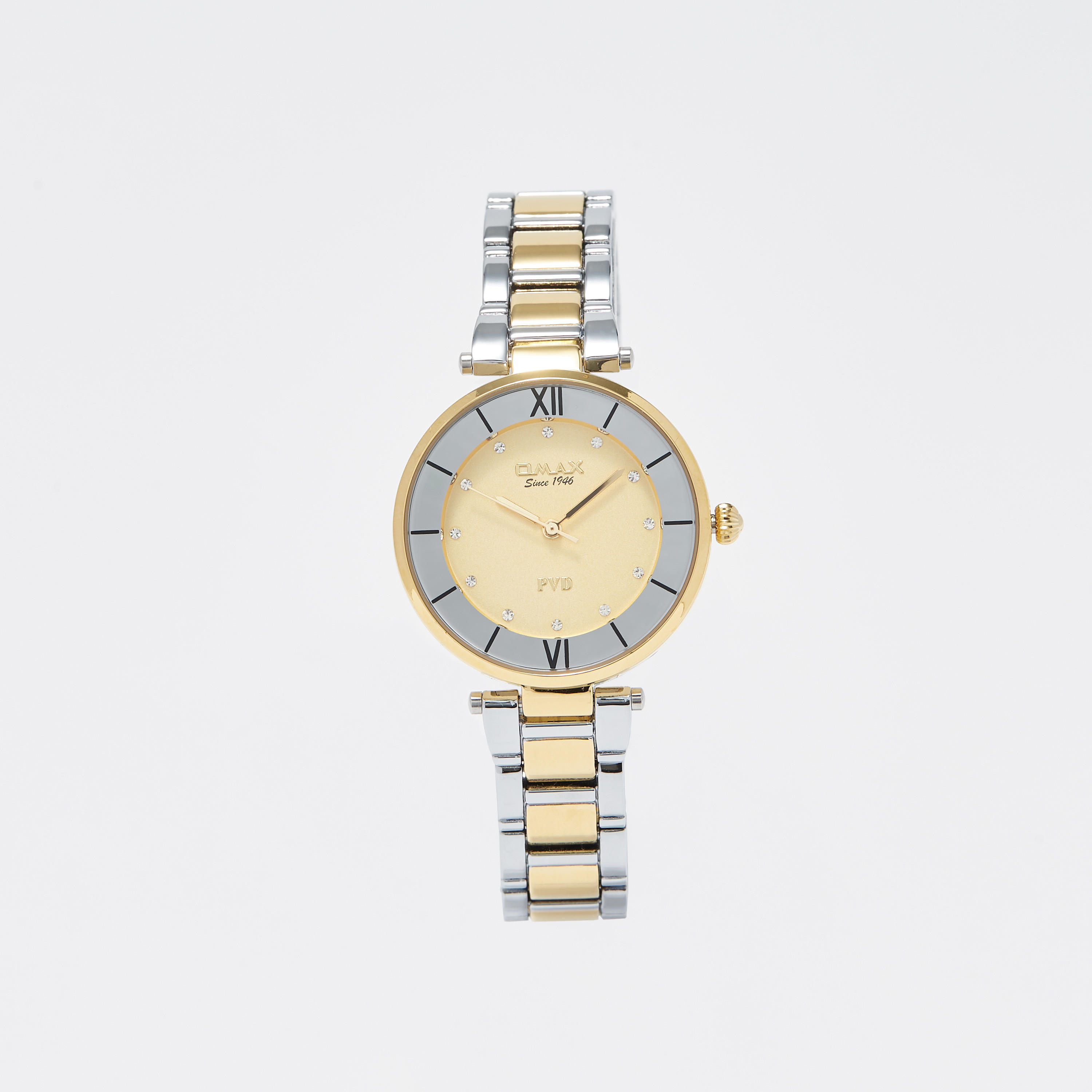 Omax Women's Silver & Gold Stainless Steel Strap Analog Wristwatch - 00OYY004N001-women-watchesandjewellery-watches-image-1