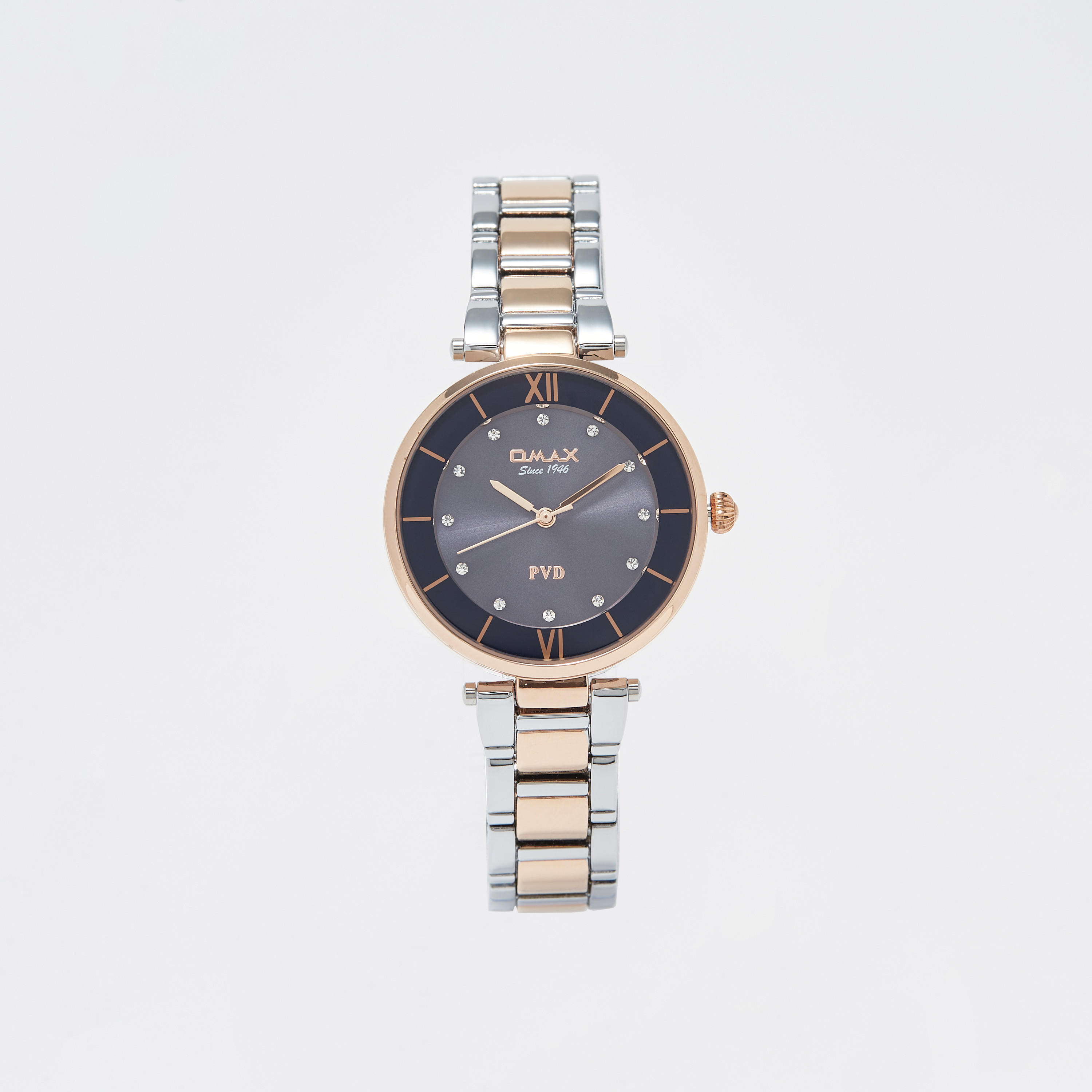Omax Women's Silver & Gold Stainless Steel Strap Analog Wristwatch - 00OYY004N004-women-watchesandjewellery-watches-image-1