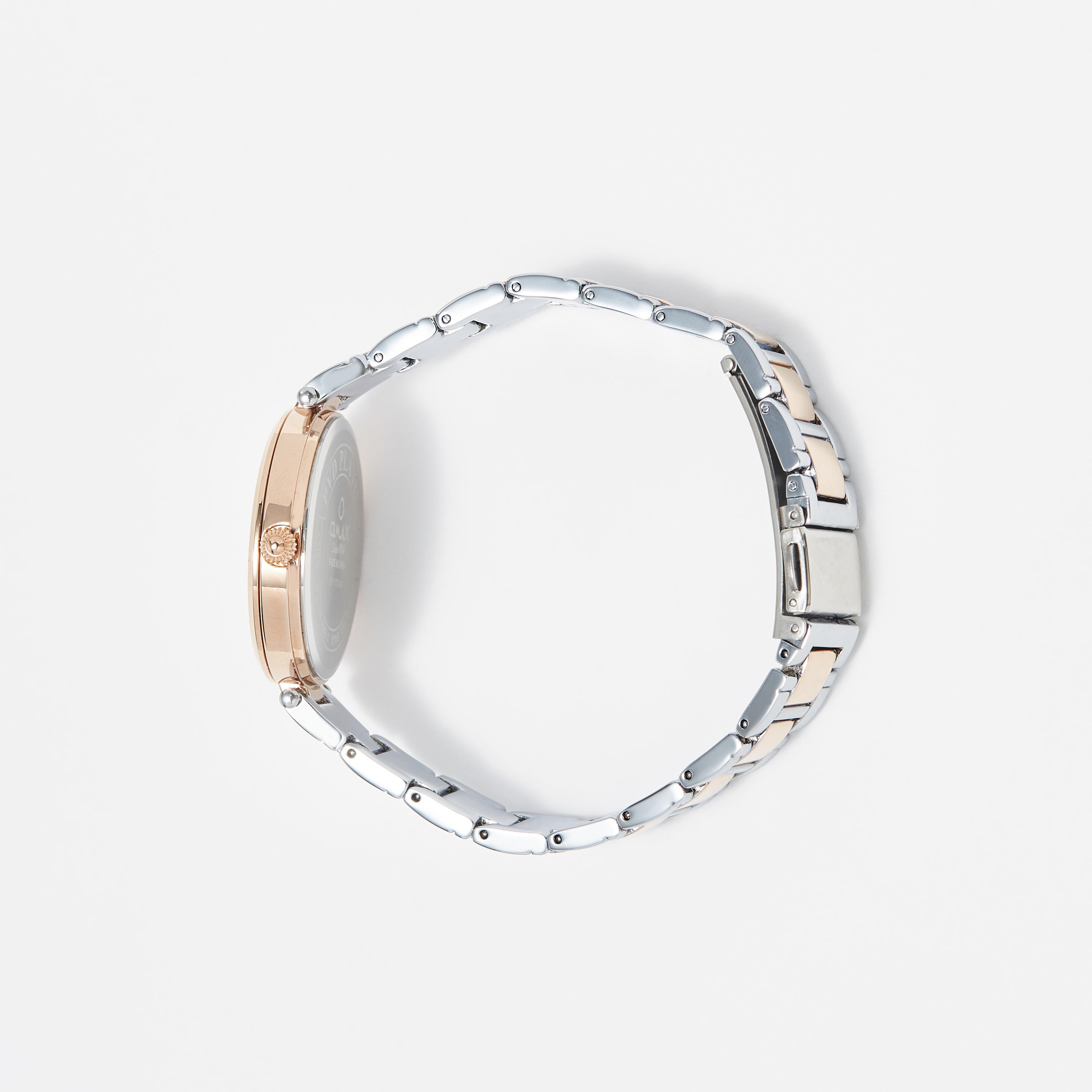 Omax Women's Silver & Gold Stainless Steel Strap Analog Wristwatch - 00OYY004N004-women-watchesandjewellery-watches-image-2