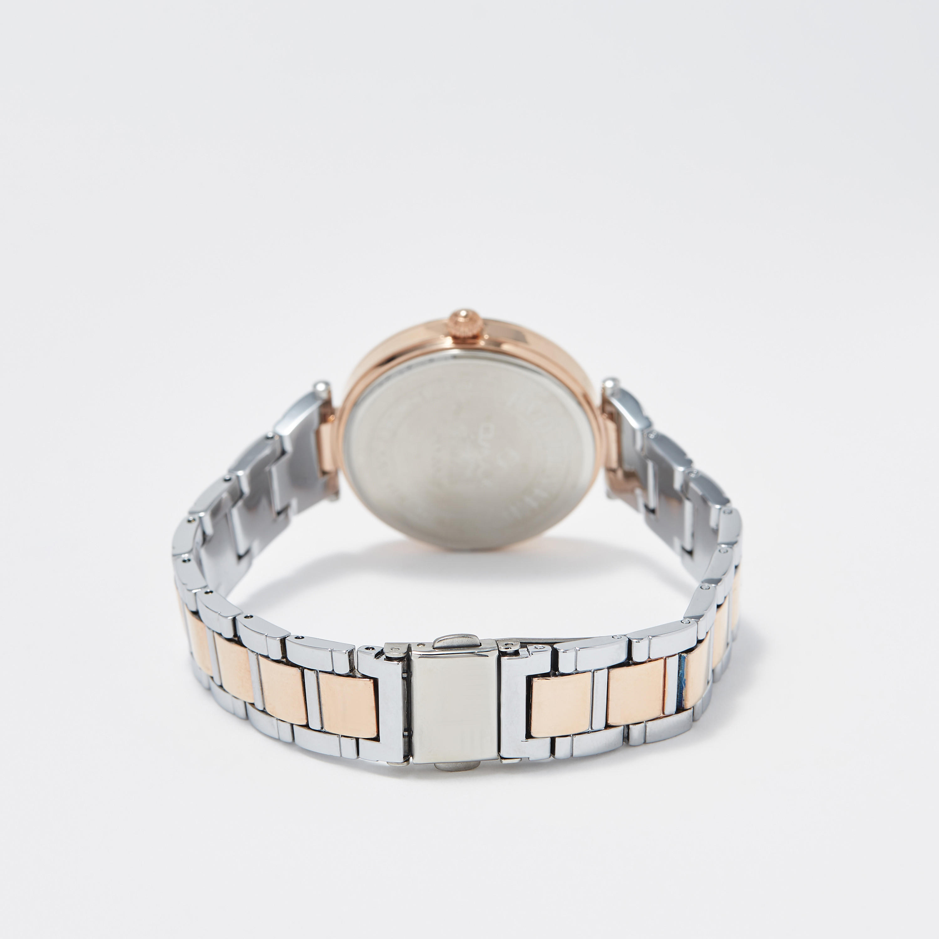 Omax Women's Silver & Gold Stainless Steel Strap Analog Wristwatch - 00OYY004N004-women-watchesandjewellery-watches-image-3
