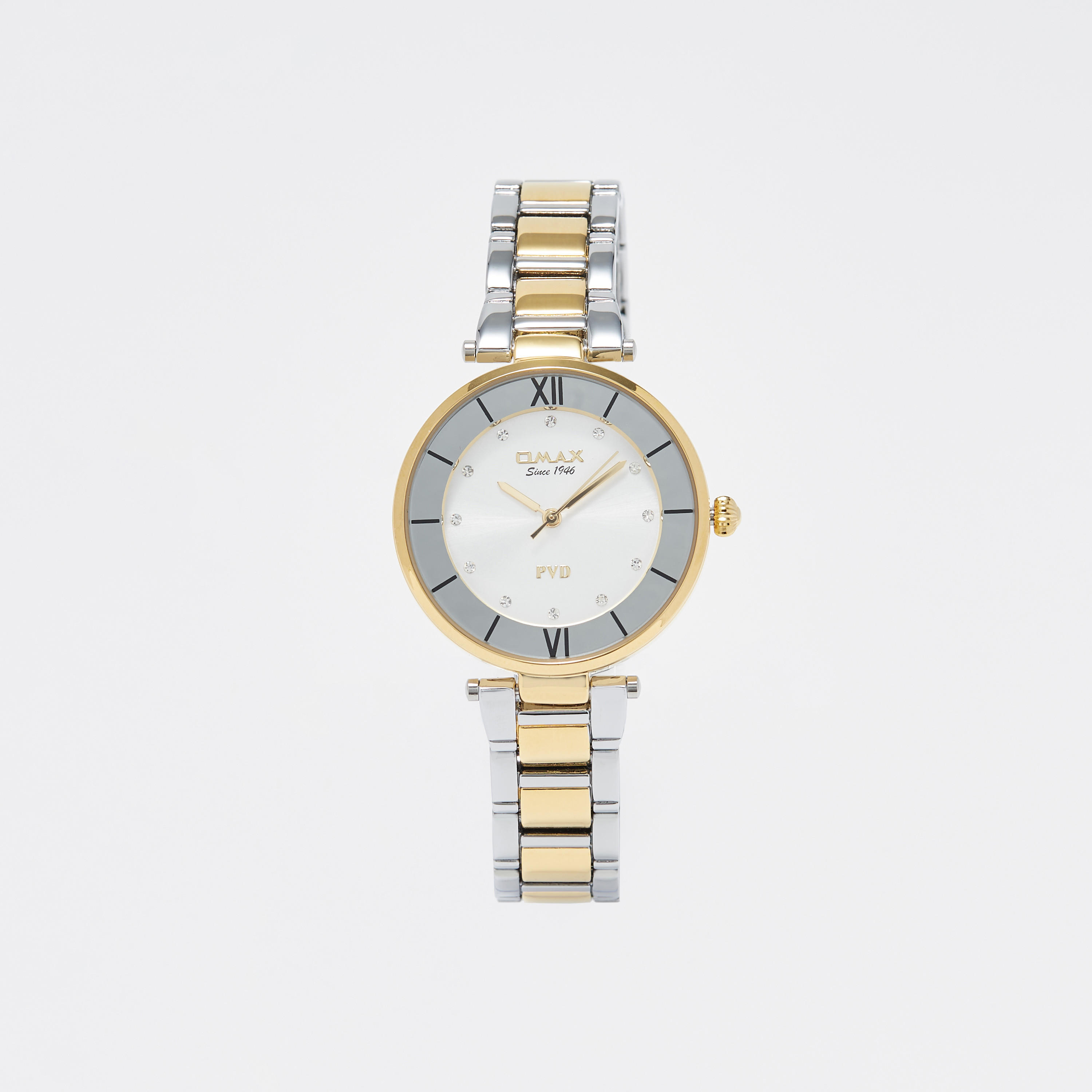 Omax Women's Silver & Gold Stainless Steel Strap Analog Wristwatch - 00OYY004N008-women-watchesandjewellery-watches-image-1