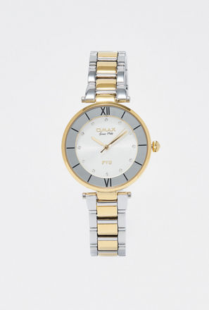 Omax Women's Silver & Gold Stainless Steel Strap Analog Wristwatch - 00OYY004N008-women-image-1
