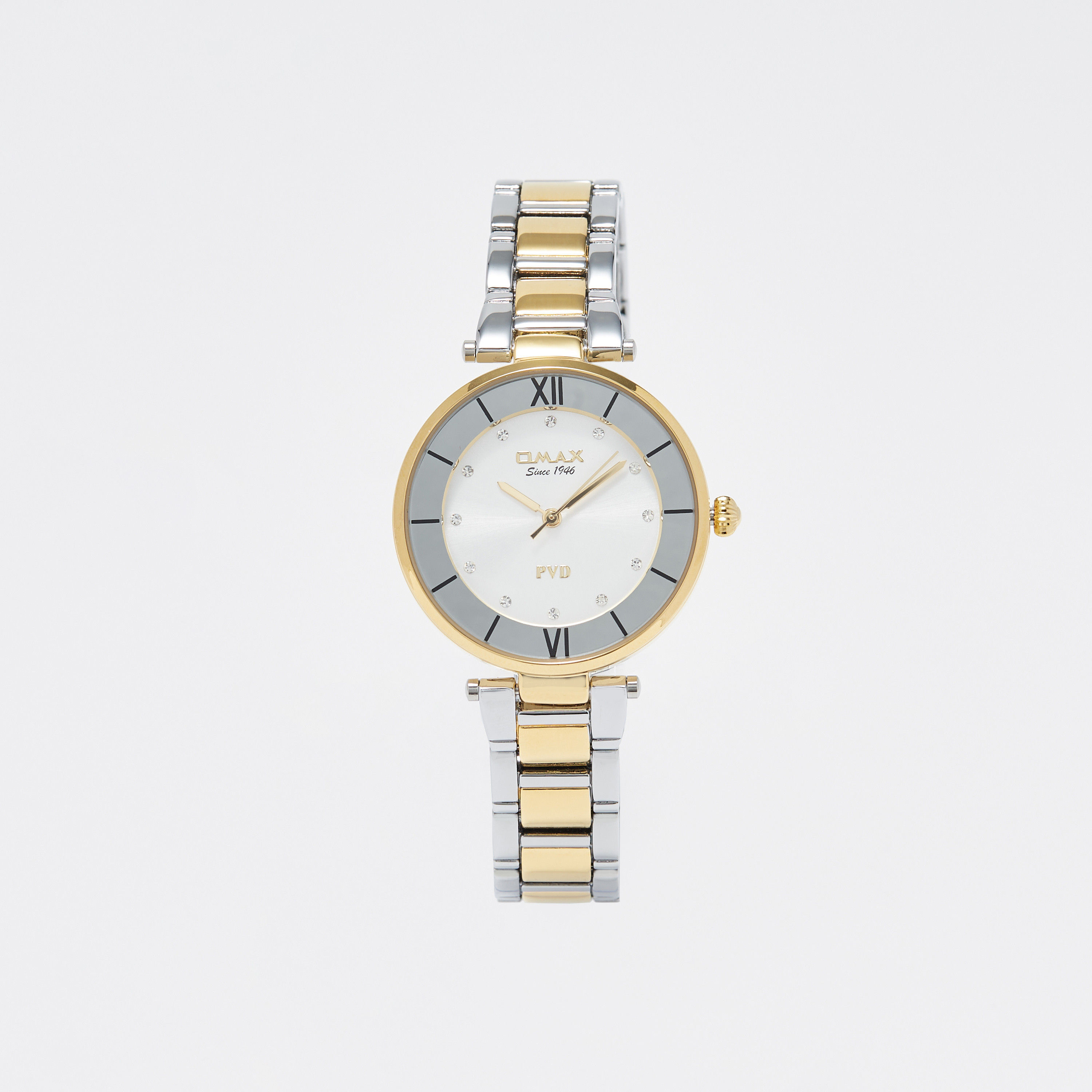 ساعة يد تناظرية فضية وذهبية بسوار ستانلس ستيل للنساء من أوماكس - 00OYY004N008-women-watchesandjewellery-watches-image-1