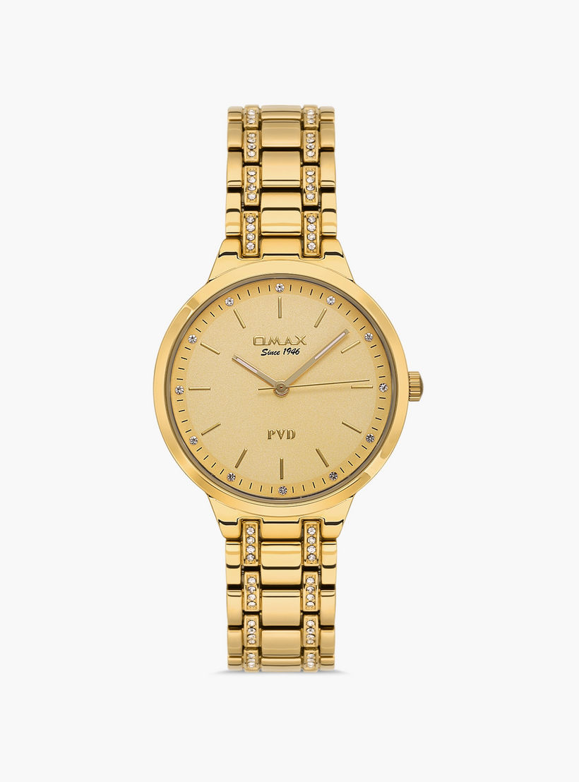 ساعة يد تناظرية ذهبية بسوار ستانلس ستيل للنساء من أوماكس - 00OYY006Q001-women-watchesandjewellery-watches-image-1