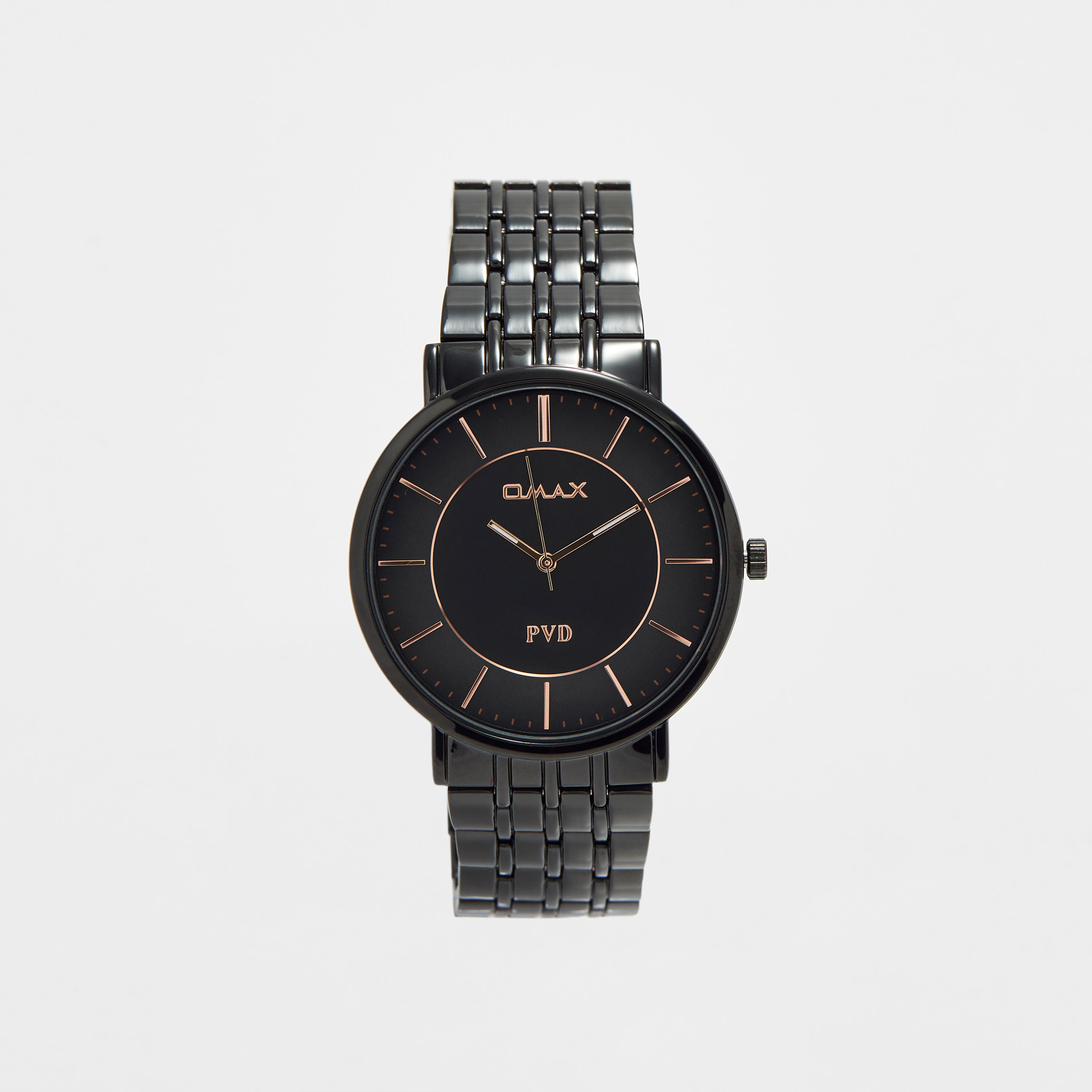 Omax Men's Black Stainless Steel Strap Analog Wristwatch - 00RNS003B007 | 42 MM-men-watchesandjewellery-watches-image-1