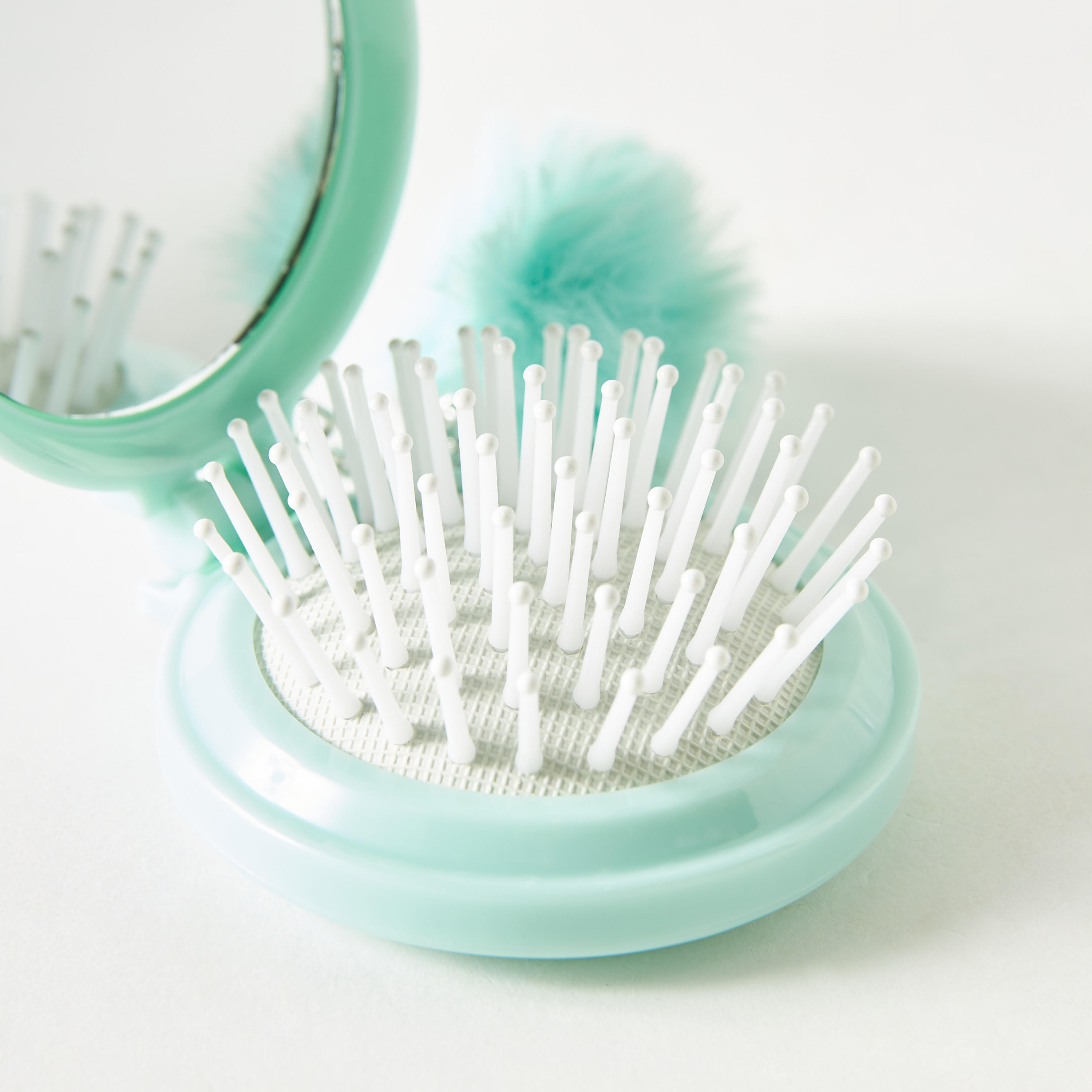 Folded Hairbrush with Mirror and Pom-Pom Detail-beautyandpersonalcare-hair-stylingtools-hairbrushesandcombs-image-3