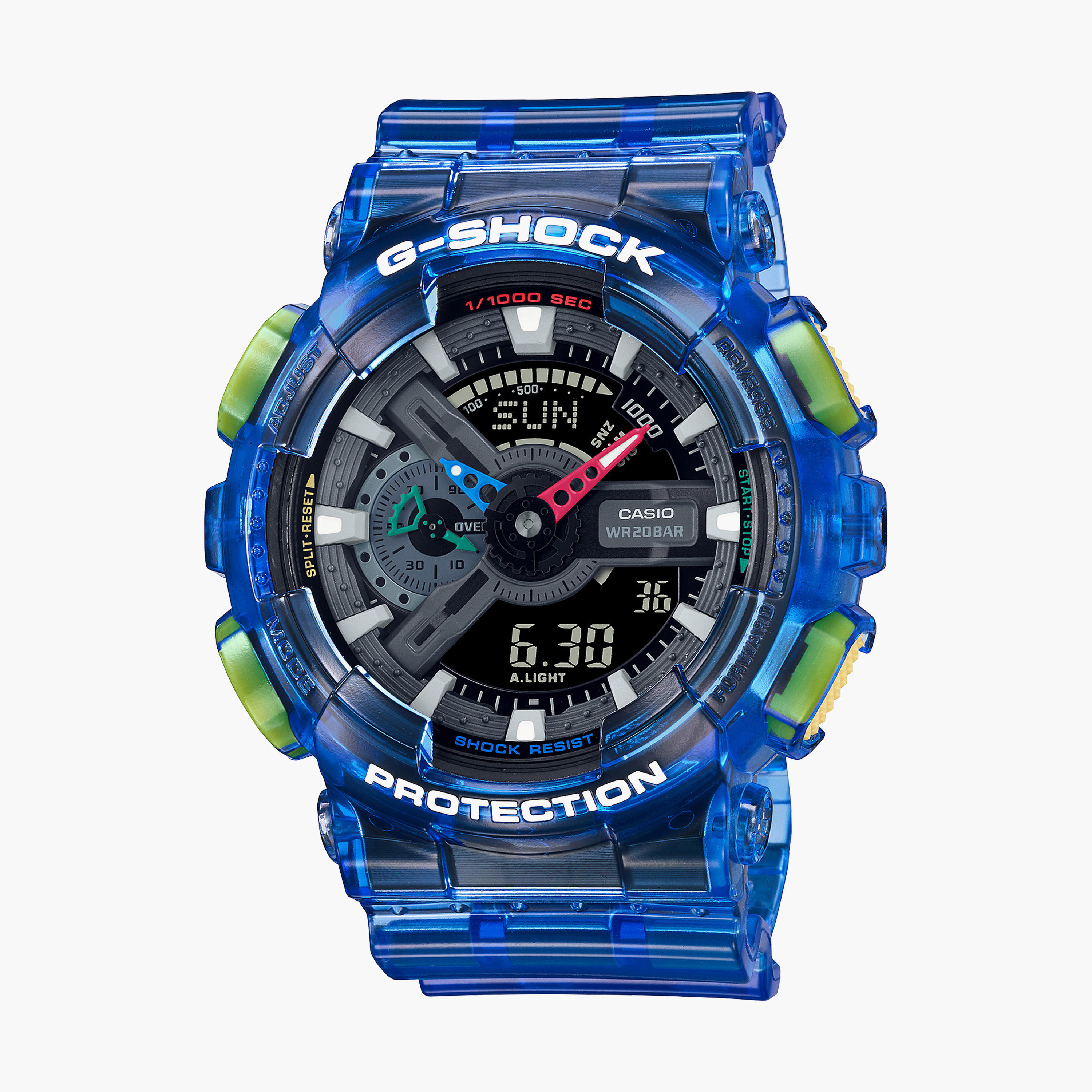 ساعة انالوج من جي شوك الرقمية ذات زرقاء بسوار راتنج للرجال | GA-110JT-2ADR-men-watchesandjewellery-watches-image-1