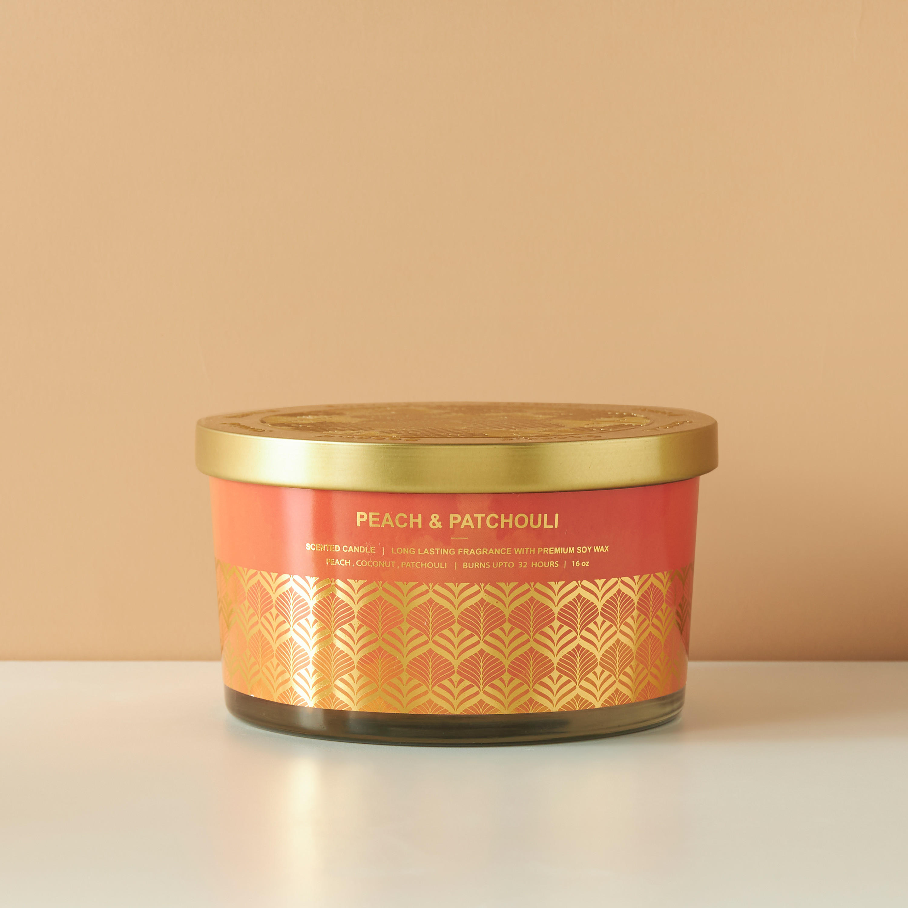 Scent.d Peach and Patchouli 3-Wick Jar Candle - 16 oz-household-homefragrance-candles-image-2
