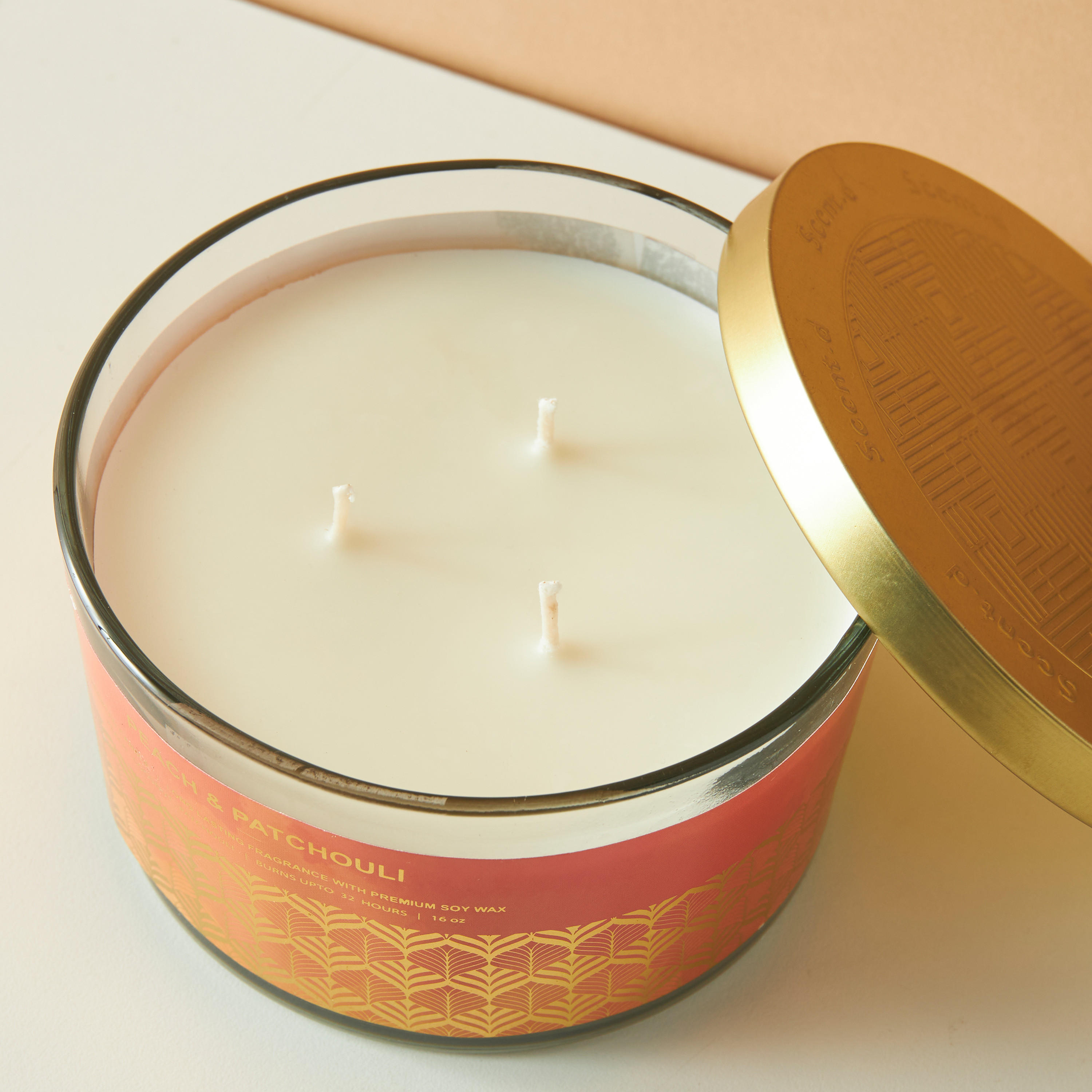 Scent.d Peach and Patchouli 3-Wick Jar Candle - 16 oz-household-homefragrance-candles-image-3