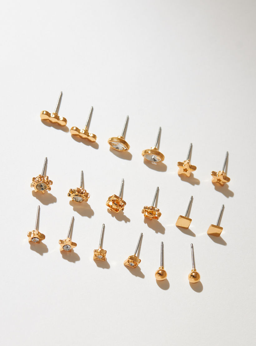 Metallic Stud Earrings with Pusback Closure - Set of 9-women-watchesandjewellery-jewellery-earrings-image-2