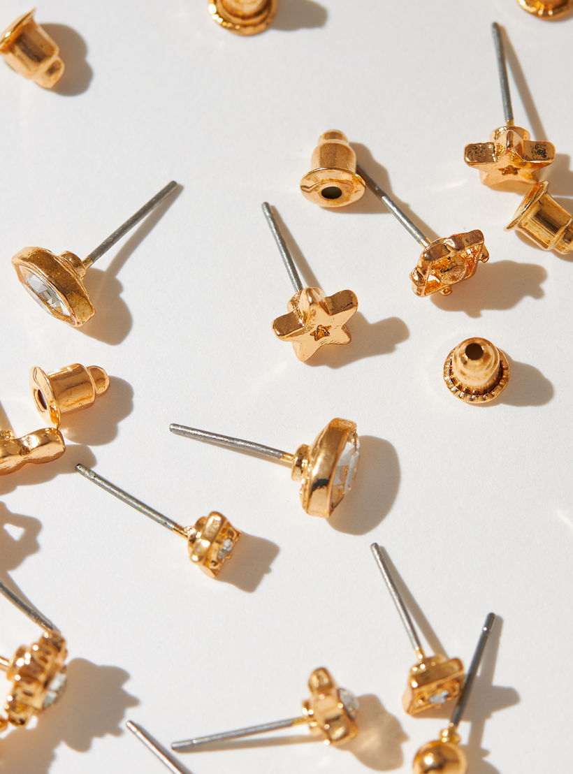 Metallic Stud Earrings with Pusback Closure - Set of 9-women-watchesandjewellery-jewellery-earrings-image-3