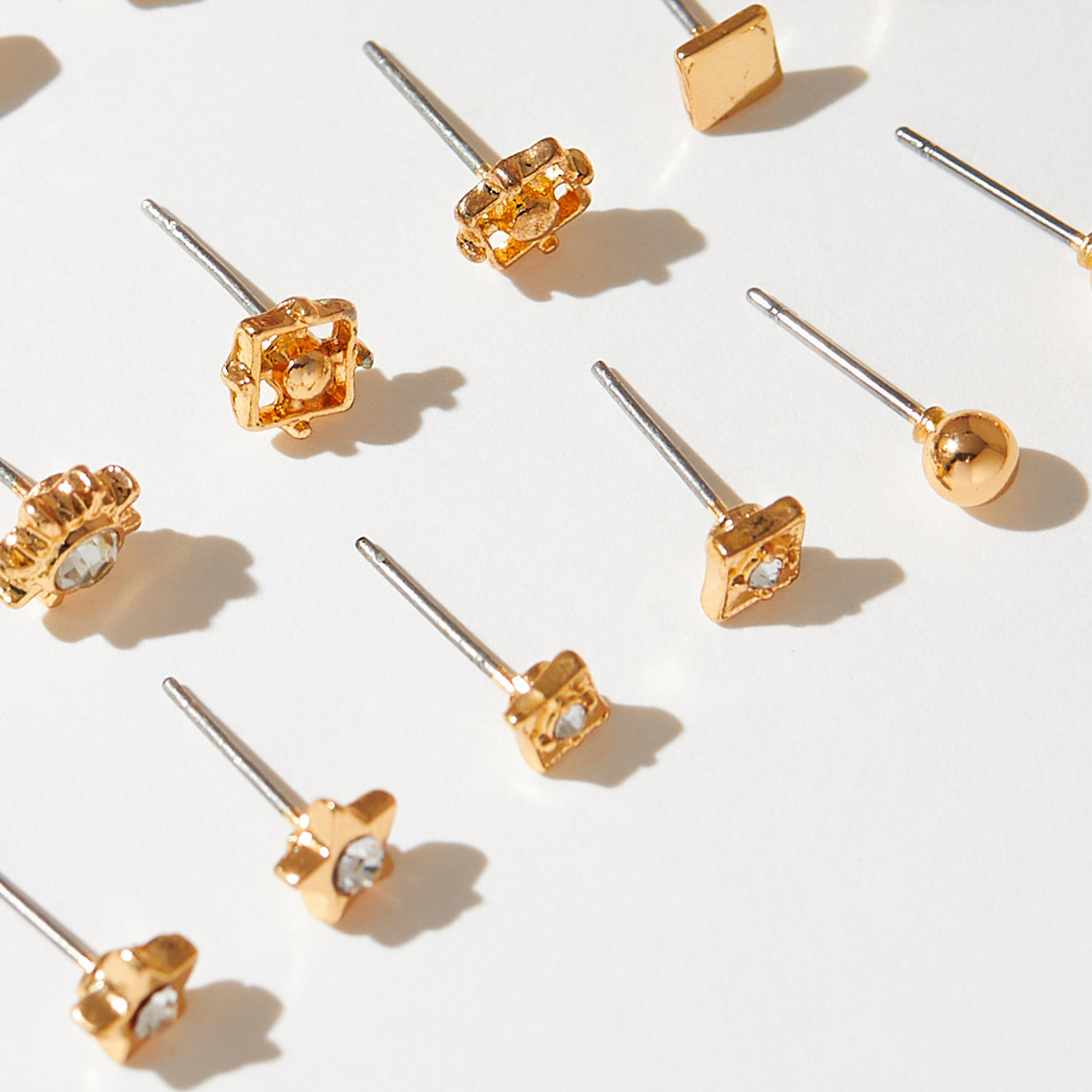 Metallic Stud Earrings with Pusback Closure - Set of 9-women-watchesandjewellery-jewellery-earrings-image-4