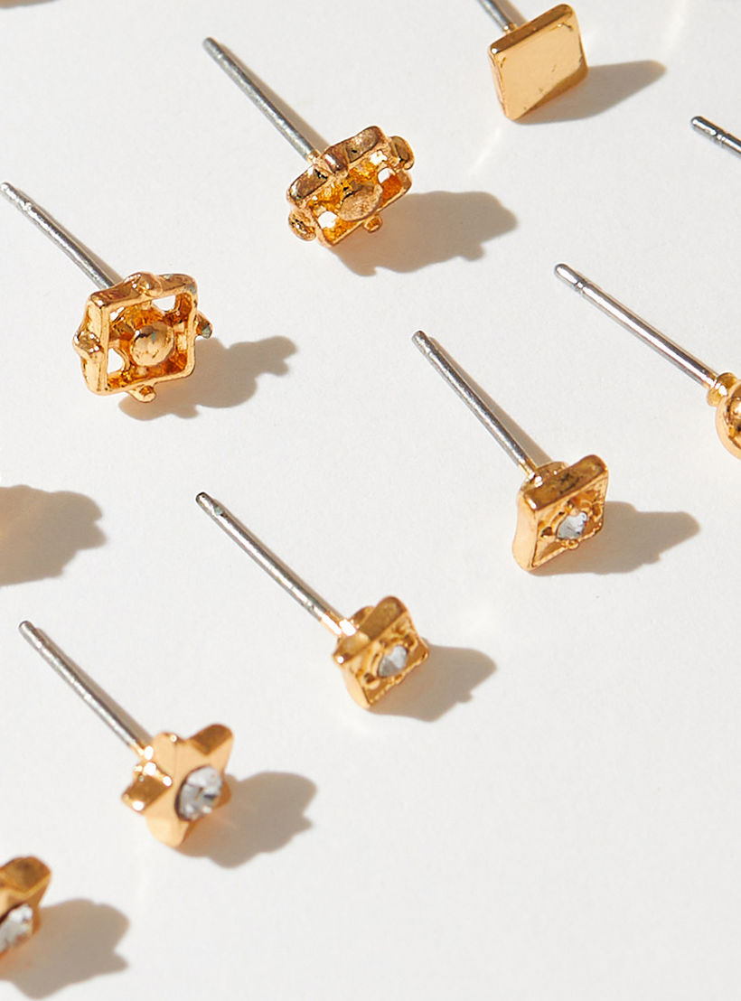 Metallic Stud Earrings with Pusback Closure - Set of 9-women-watchesandjewellery-jewellery-earrings-image-4