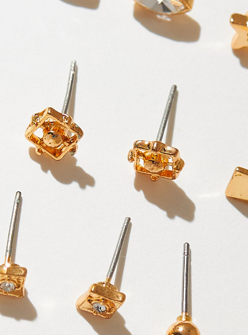 Metallic Stud Earrings with Pusback Closure - Set of 9-women-watchesandjewellery-jewellery-earrings-image-5