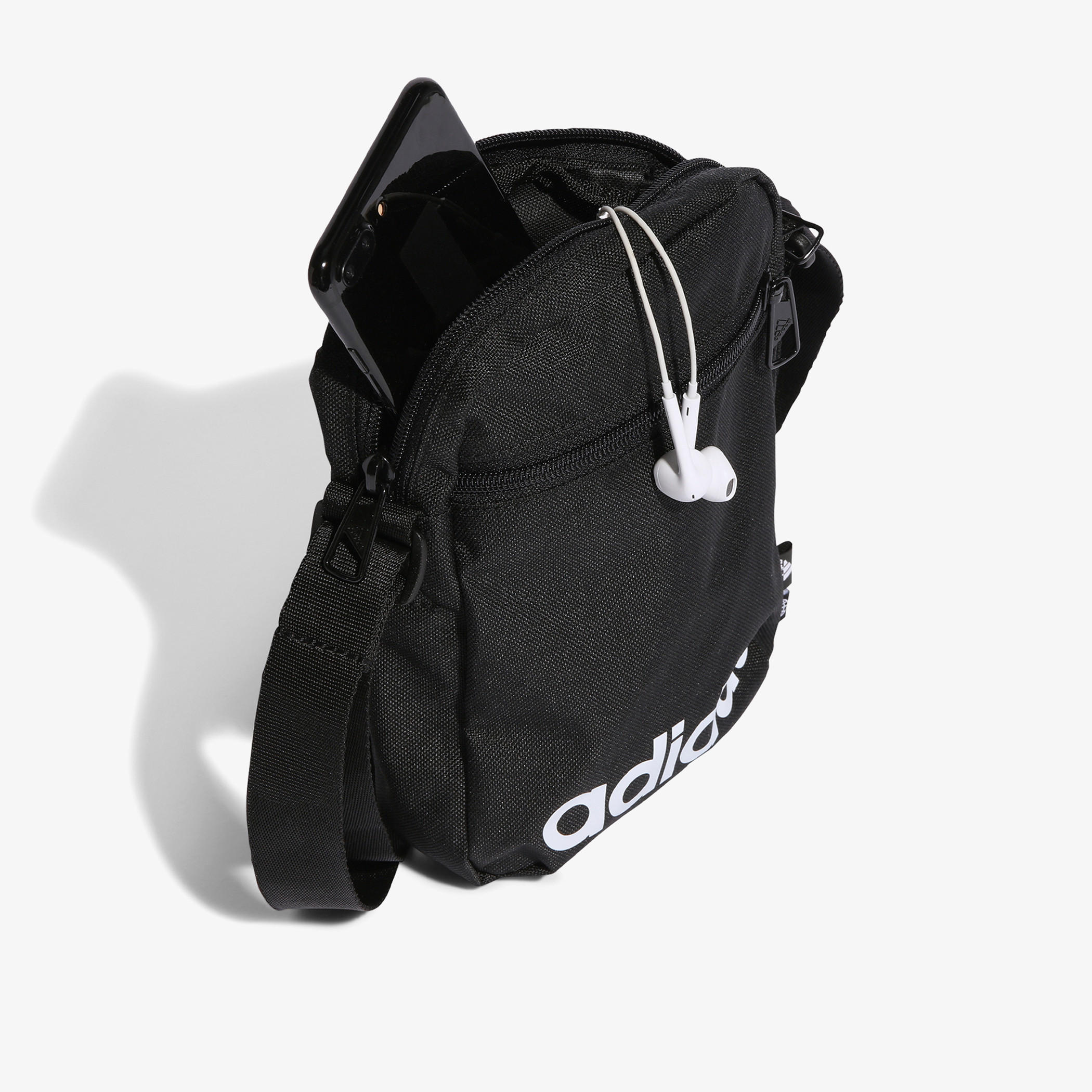 Adidas Logo Print Crossbody Bag with Zip Closure-men-bags-image-4