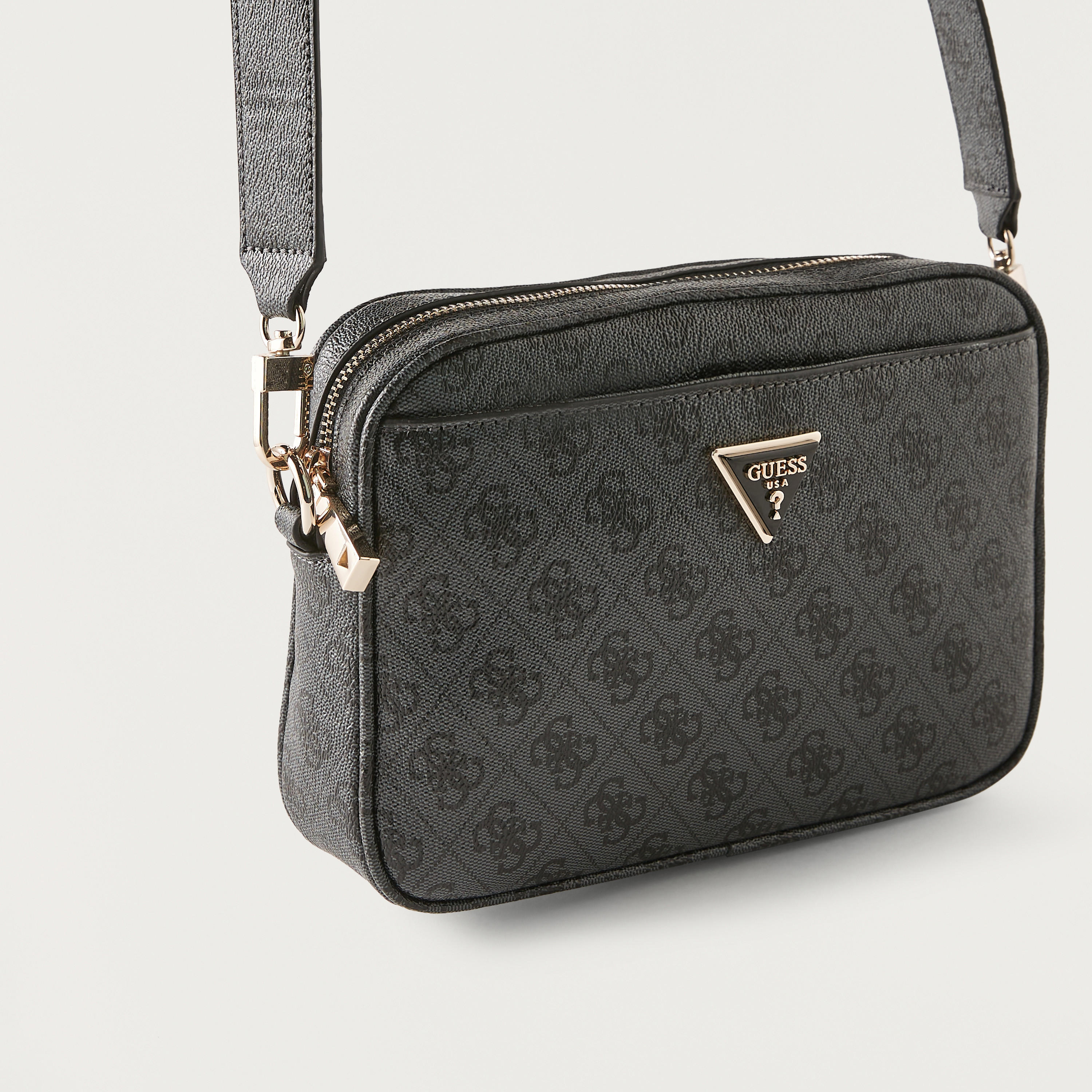 Guess Monogram Print Crossbody Bag with Detachable Strap and Zip Closure-women-bagsandwallets-handbags-image-3