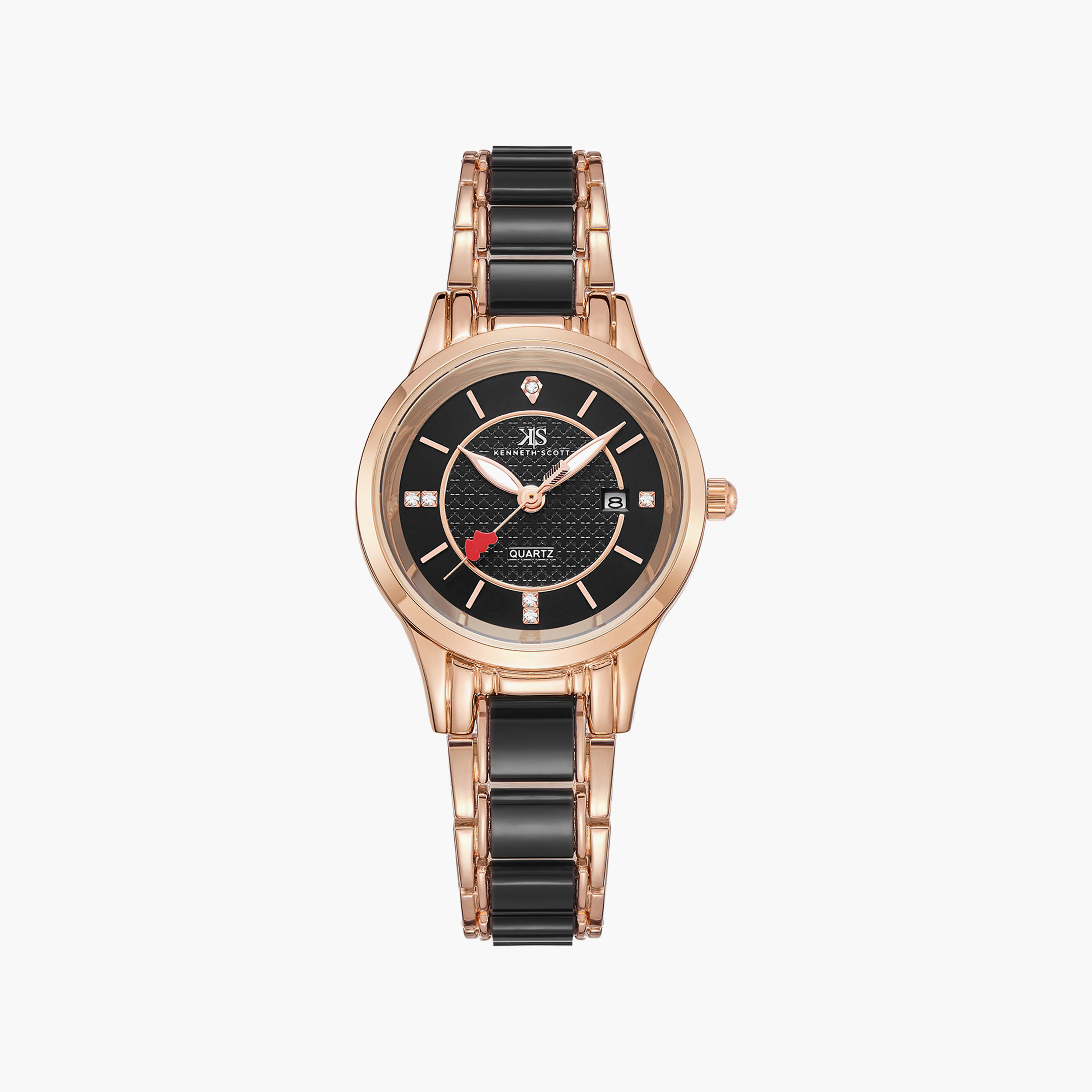 Kenneth Scott Black & Rose Gold Analog Stainless Steel Strap Watch | K23517-RCBB-women-watchesandjewellery-watches-image-1