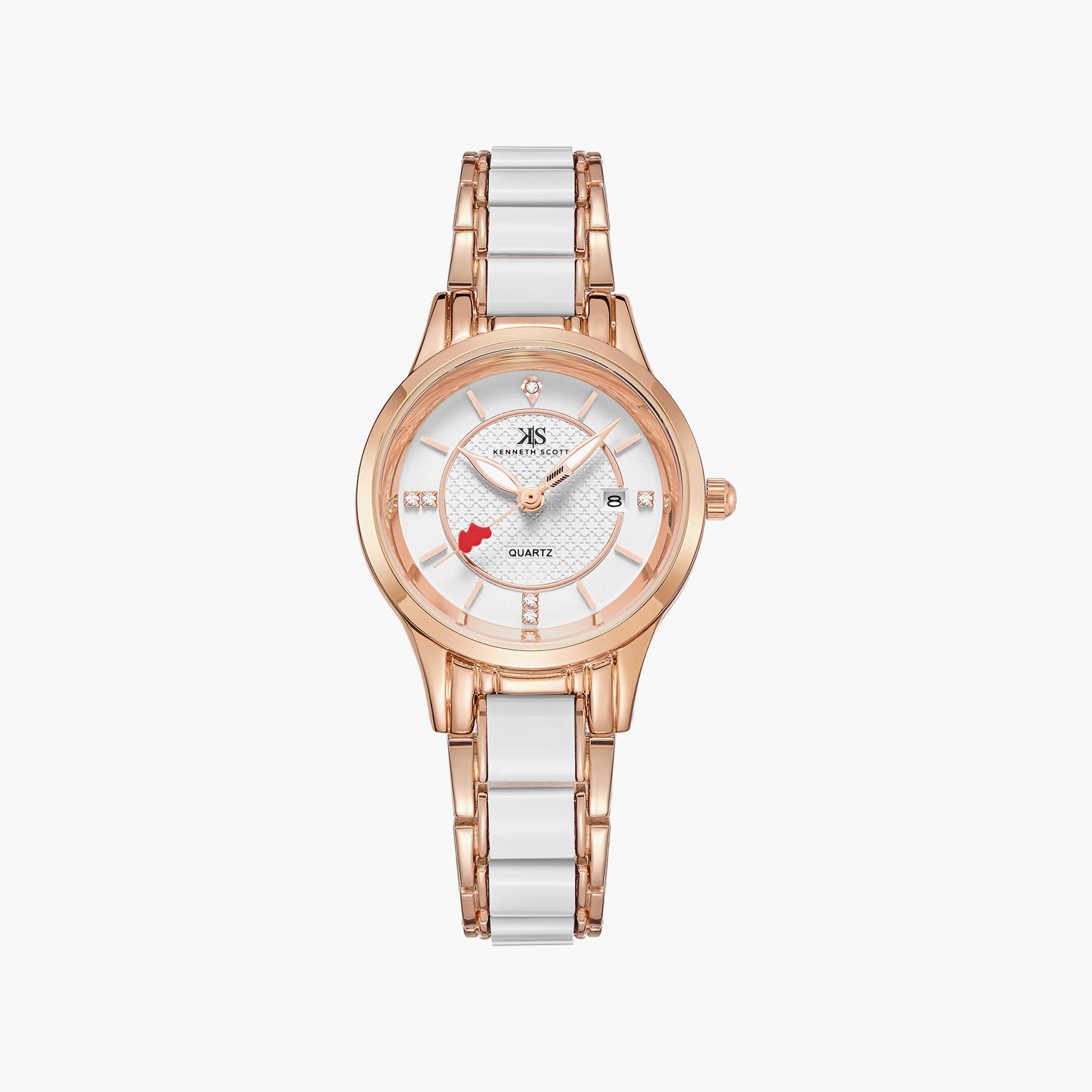 Kenneth Scott White & Rose Gold Analog Stainless Steel Strap Watch | K23517-RCWW | 30 MM-women-watchesandjewellery-watches-image-1